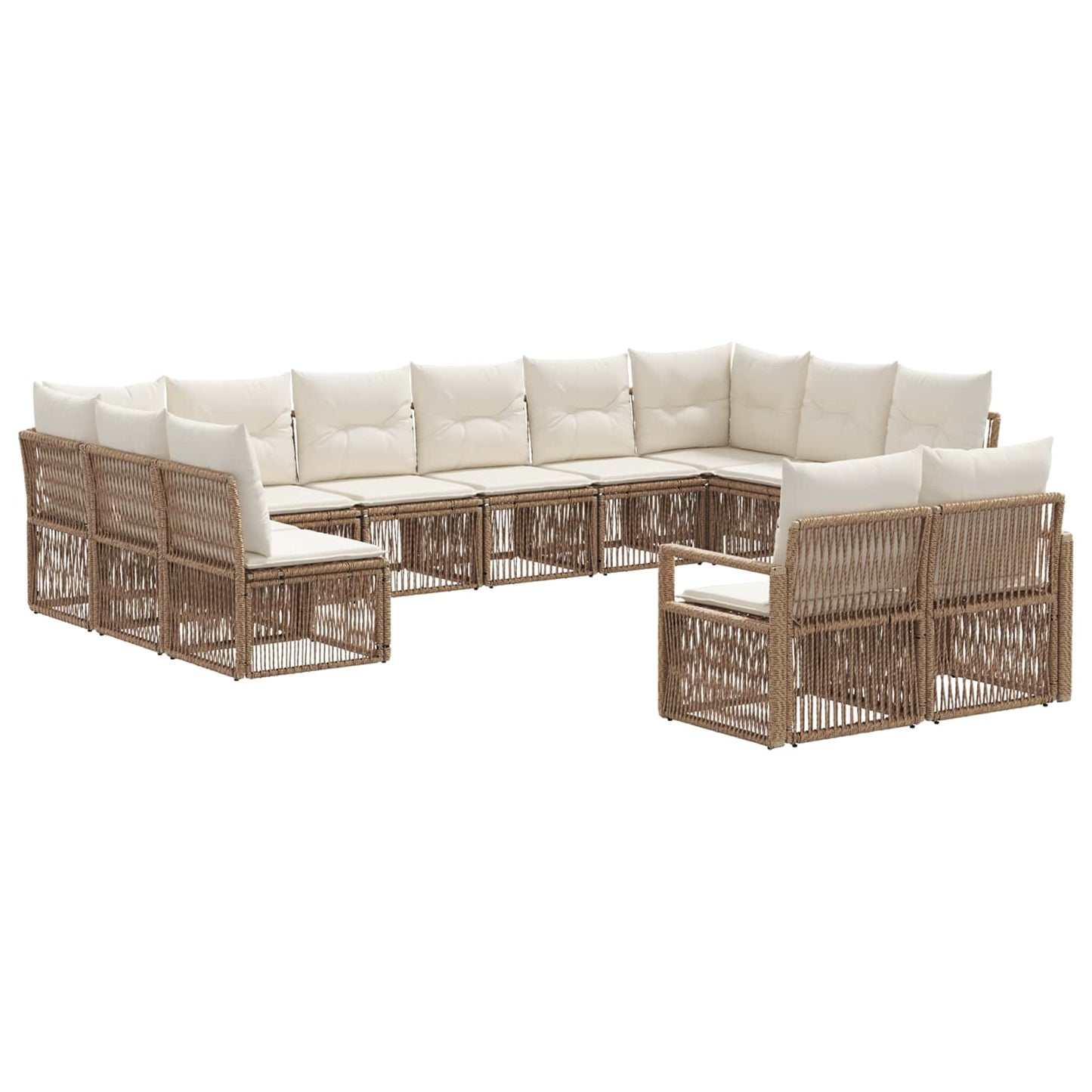 Tuinbankenset 12 pcs Beige poly rattan is nu te koop bij PeponiXL, paradijselijk wonen!