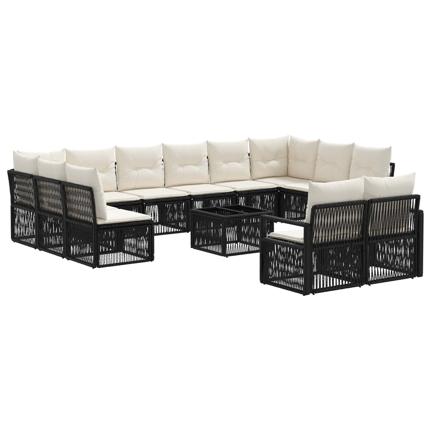 Tuinbankenset 13 pcs Zwart poly rattan is nu te koop bij PeponiXL, paradijselijk wonen!