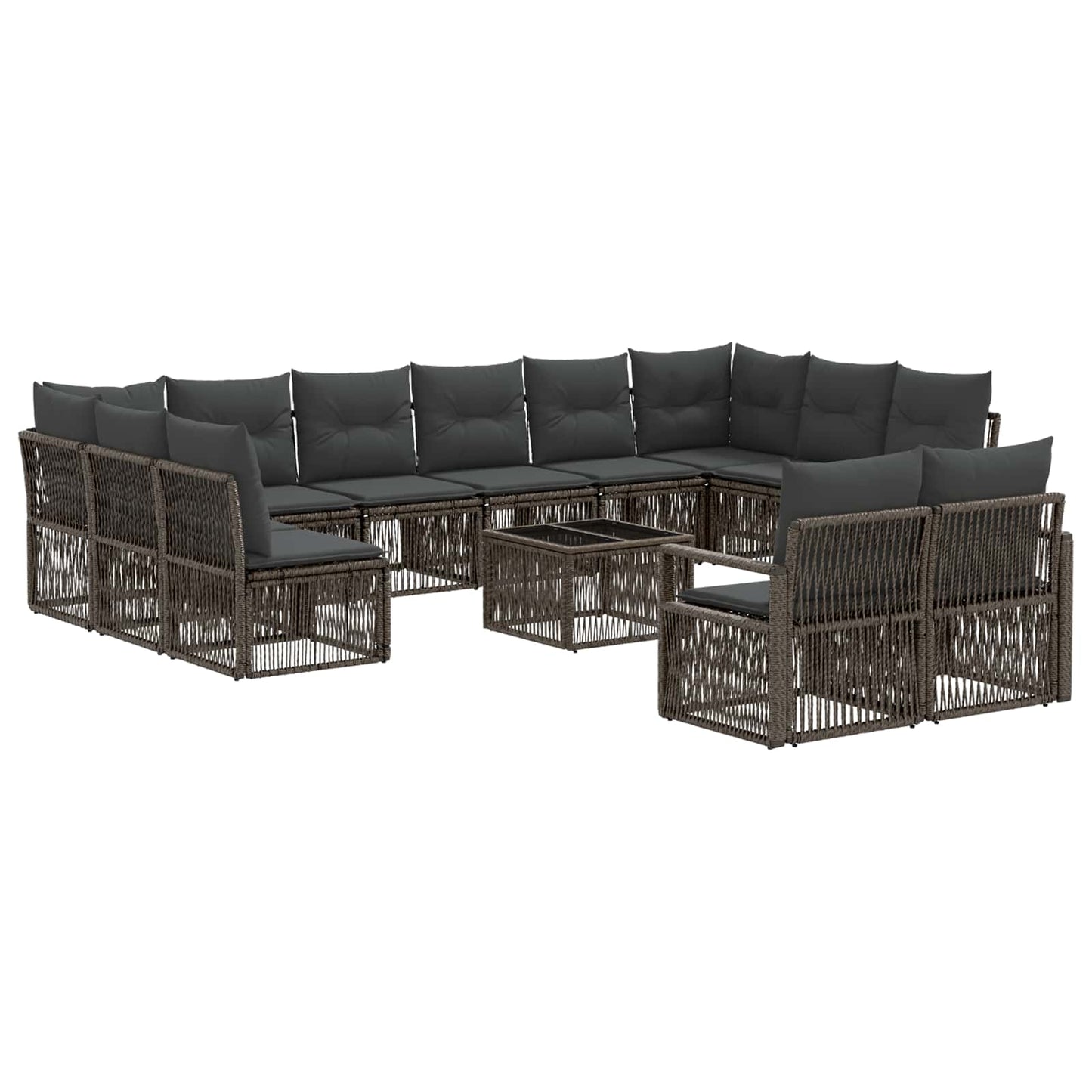 Tuinbankenset 13 pcs Grijs poly rattan is nu te koop bij PeponiXL, paradijselijk wonen!