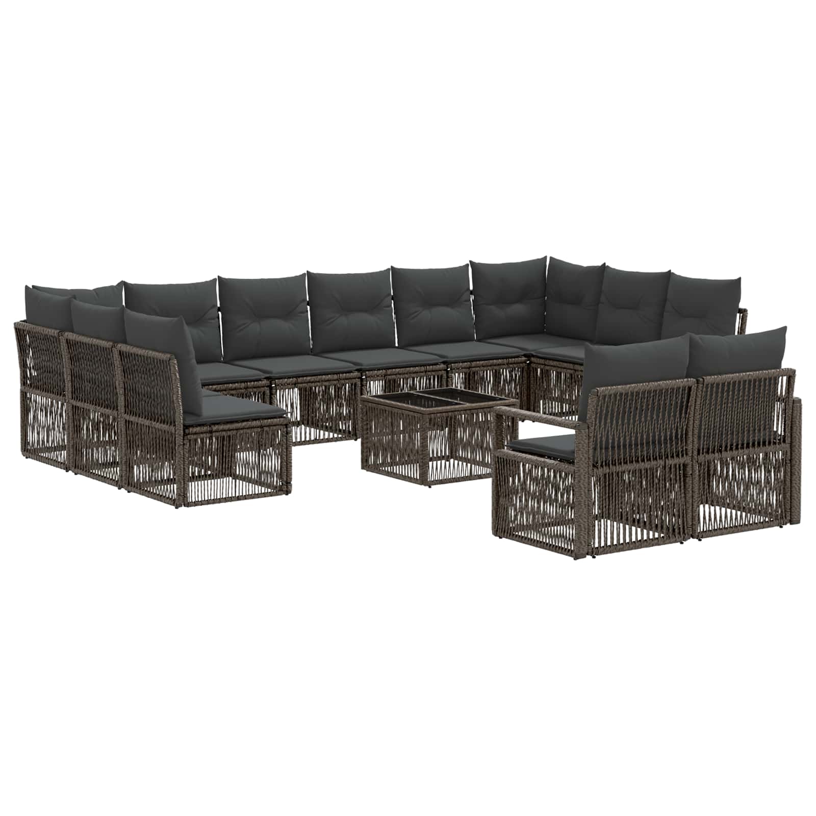 Tuinbankenset 13 pcs Grijs poly rattan is nu te koop bij PeponiXL, paradijselijk wonen!