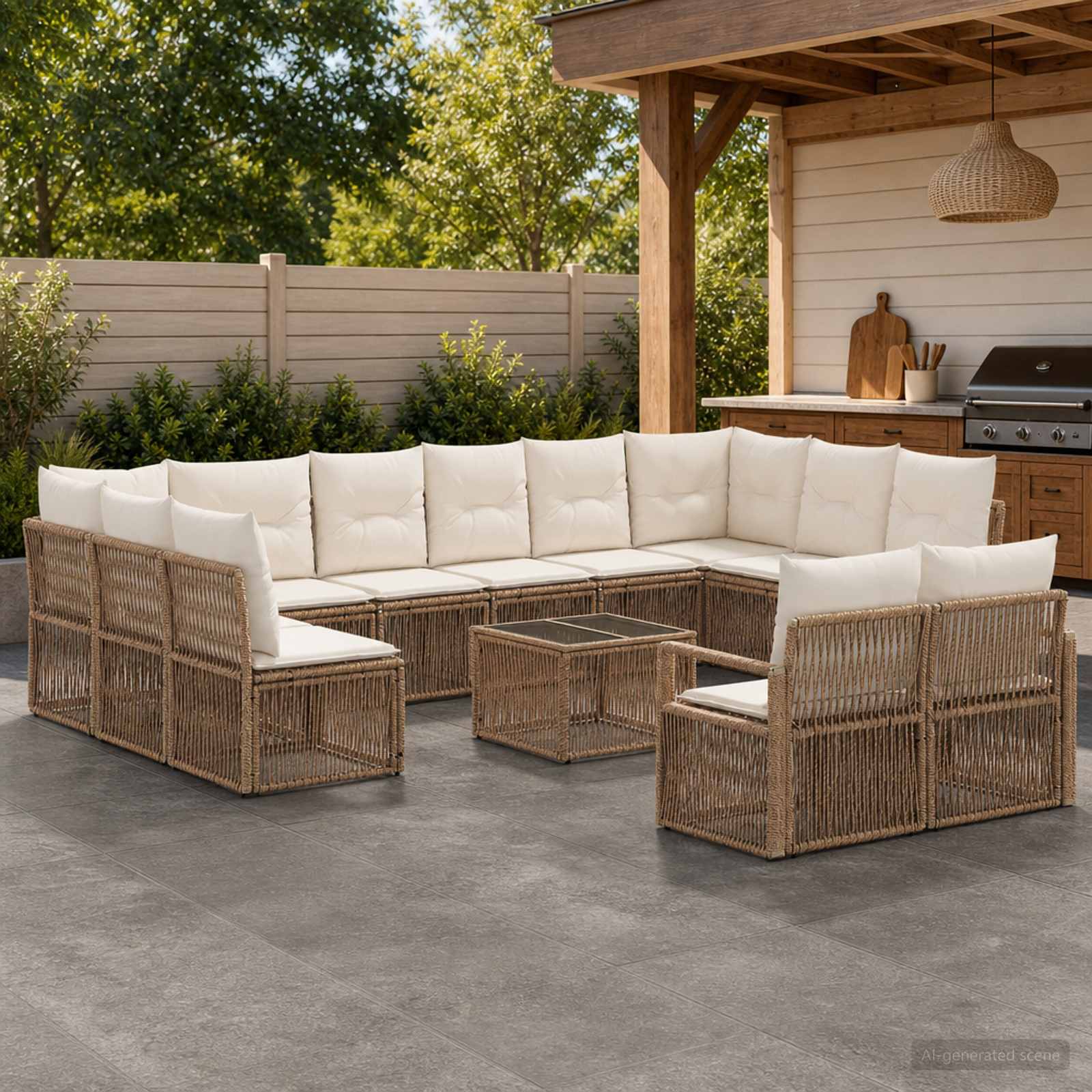 Tuinbankenset 13 pcs Beige poly rattan is nu te koop bij PeponiXL, paradijselijk wonen!