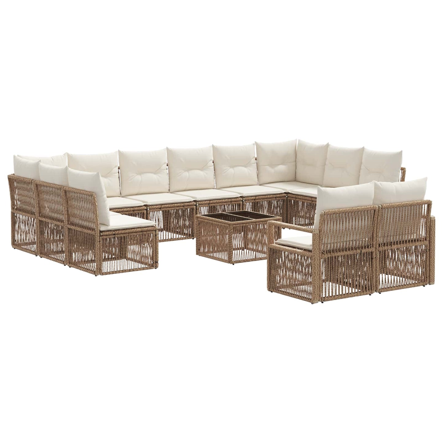 Tuinbankenset 13 pcs Beige poly rattan is nu te koop bij PeponiXL, paradijselijk wonen!