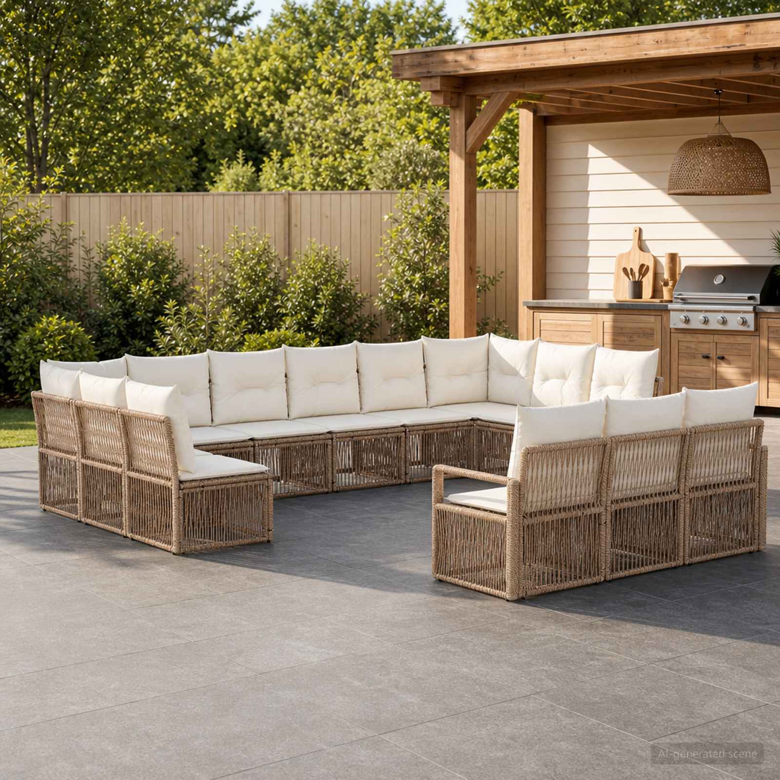 Tuinbankenset 13 pcs Beige poly rattan is nu te koop bij PeponiXL, paradijselijk wonen!