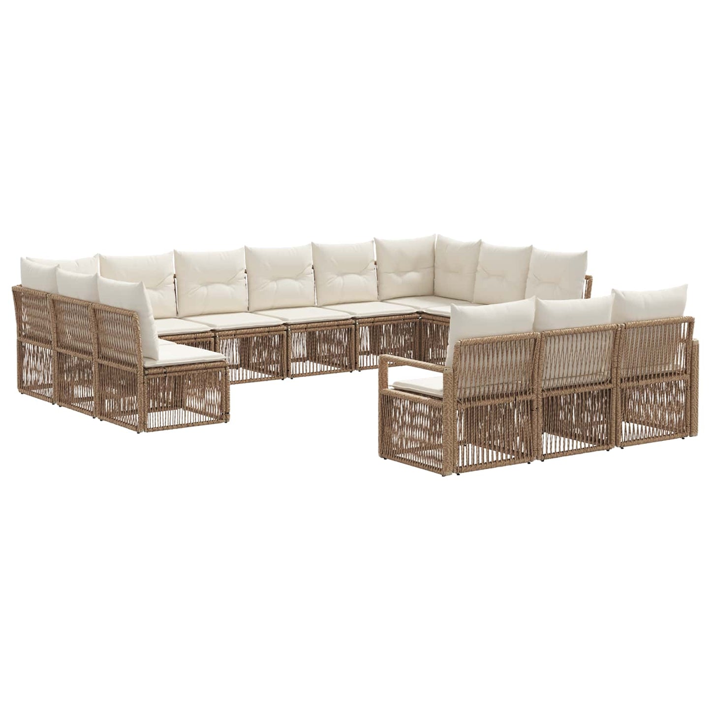 Tuinbankenset 13 pcs Beige poly rattan is nu te koop bij PeponiXL, paradijselijk wonen!