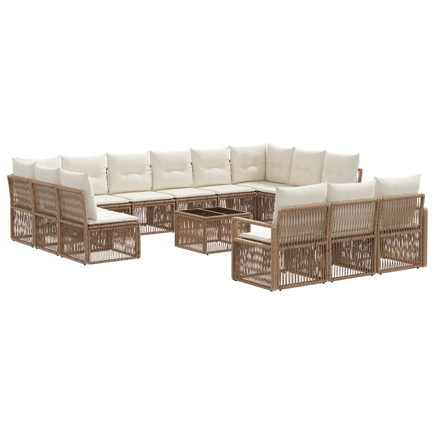 Tuinbankenset 14 pcs Beige poly rattan is nu te koop bij PeponiXL, paradijselijk wonen!