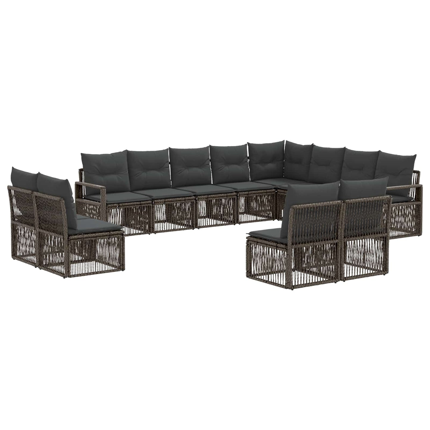 Tuinbankenset 12 pcs Grijs poly rattan is nu te koop bij PeponiXL, paradijselijk wonen!
