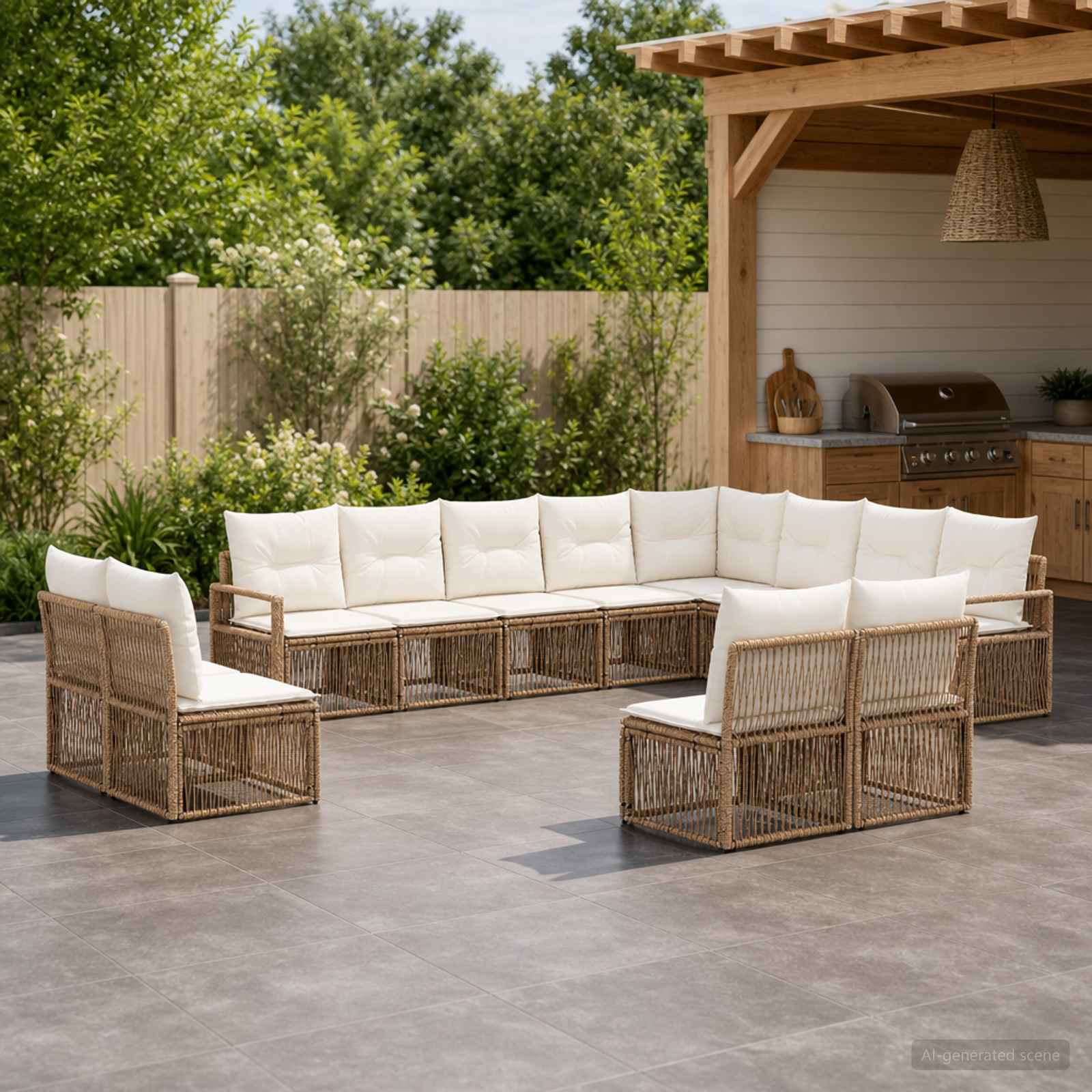 Tuinbankenset 12 pcs Beige poly rattan is nu te koop bij PeponiXL, paradijselijk wonen!