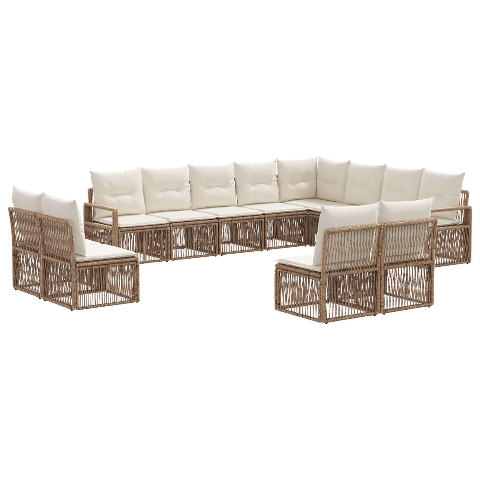 Tuinbankenset 12 pcs Beige poly rattan is nu te koop bij PeponiXL, paradijselijk wonen!