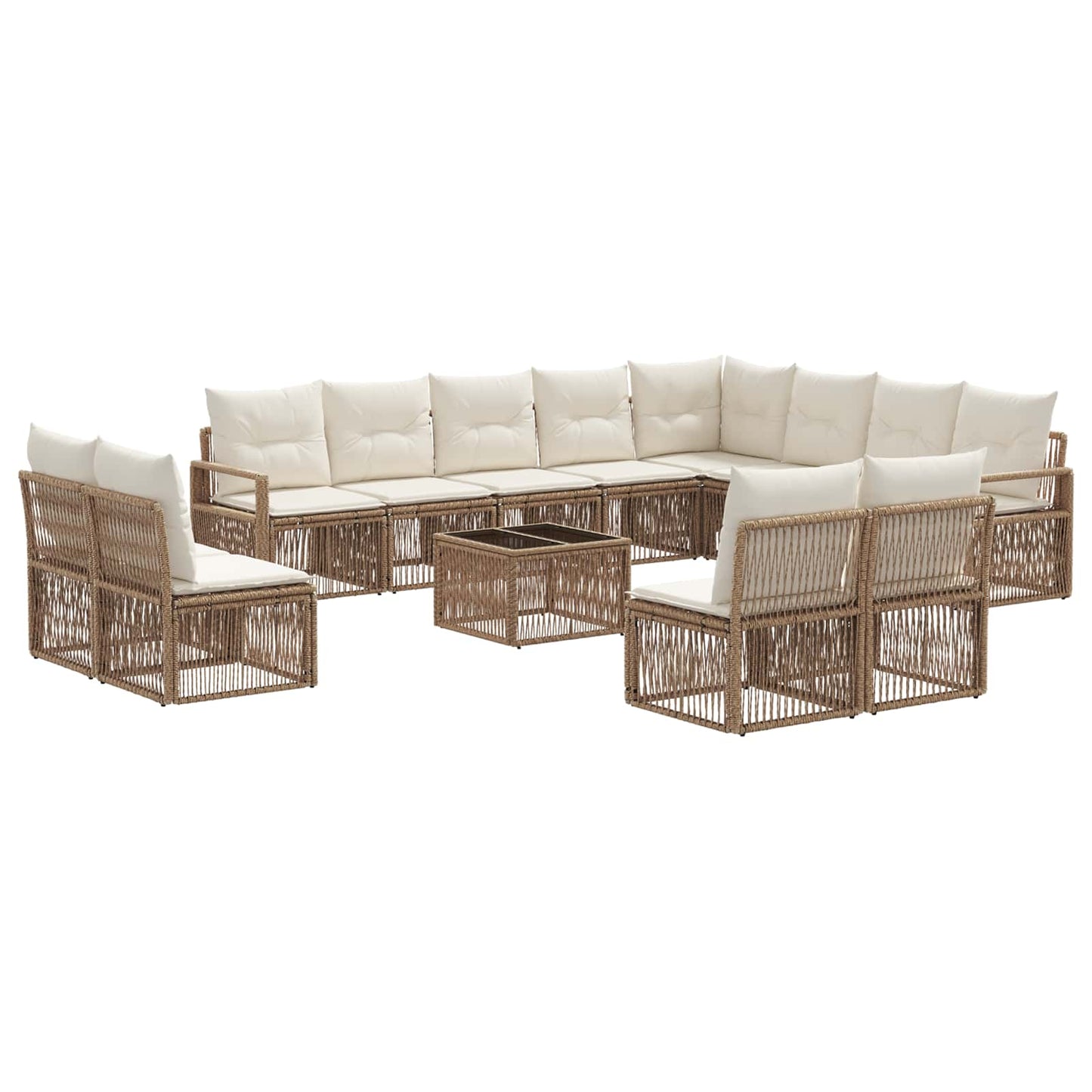 Tuinbankenset 13 pcs Beige poly rattan is nu te koop bij PeponiXL, paradijselijk wonen!