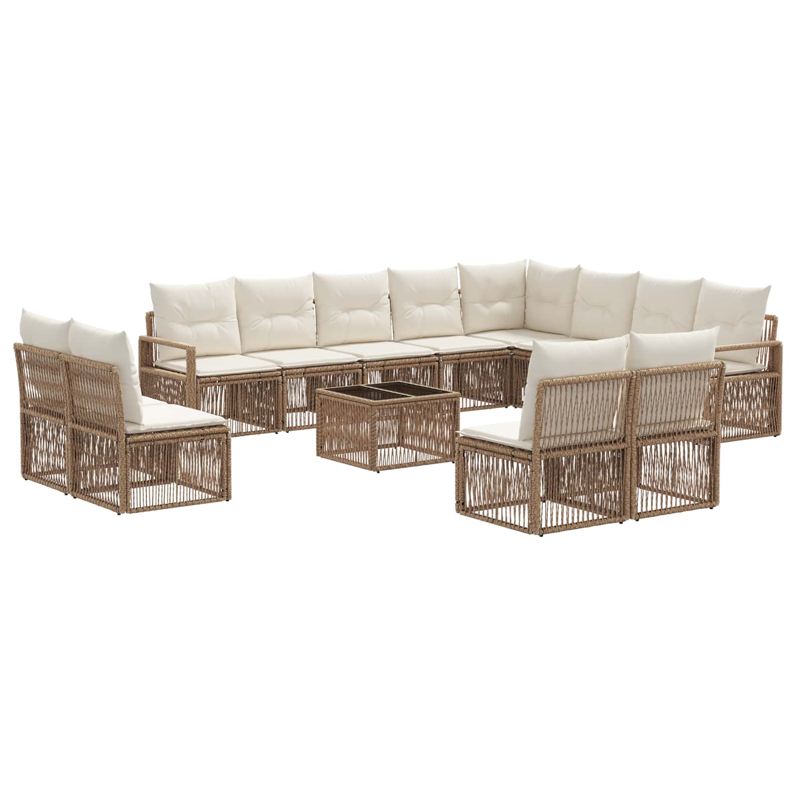 Tuinbankenset 13 pcs Beige poly rattan is nu te koop bij PeponiXL, paradijselijk wonen!