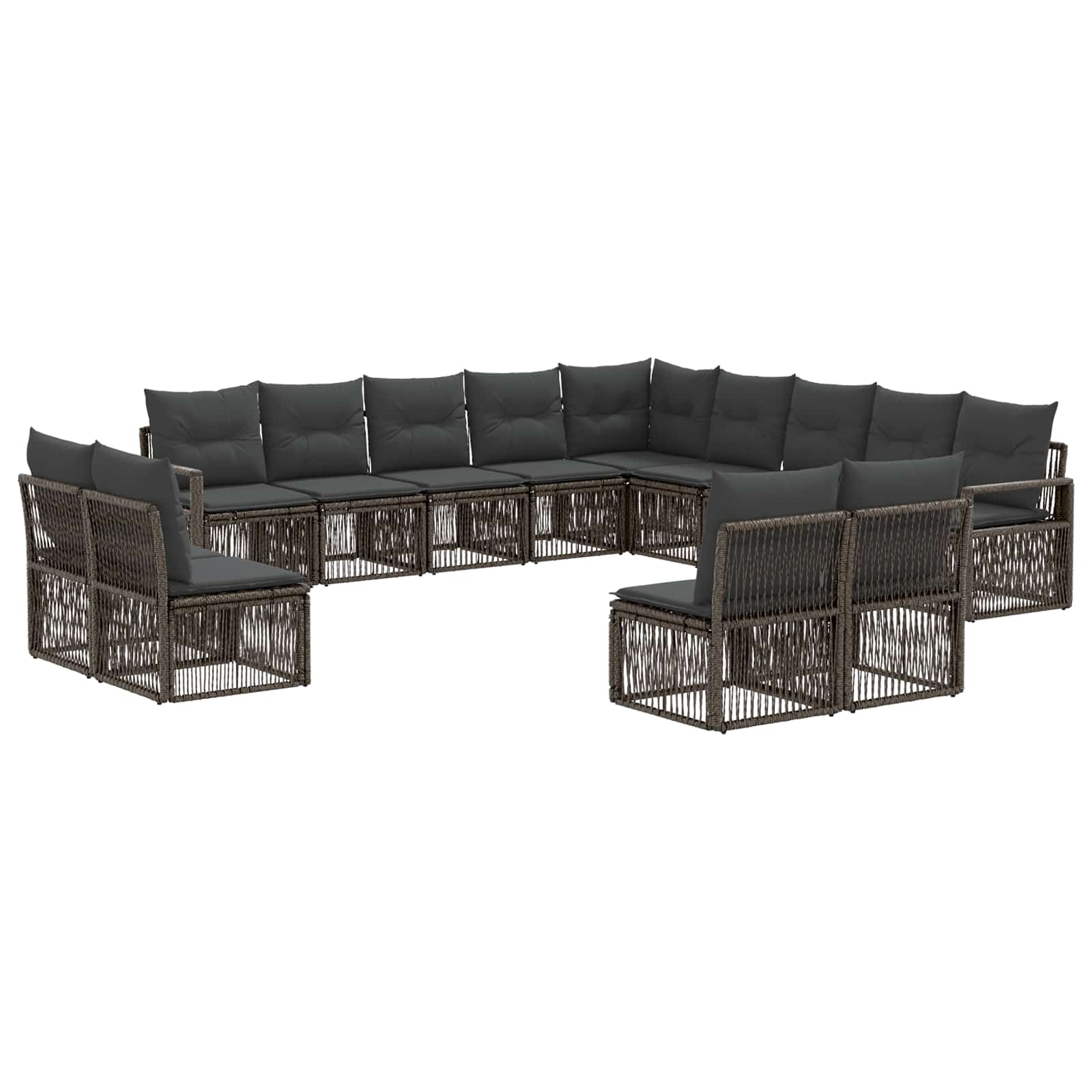 Tuinbankenset 13 pcs Grijs poly rattan is nu te koop bij PeponiXL, paradijselijk wonen!