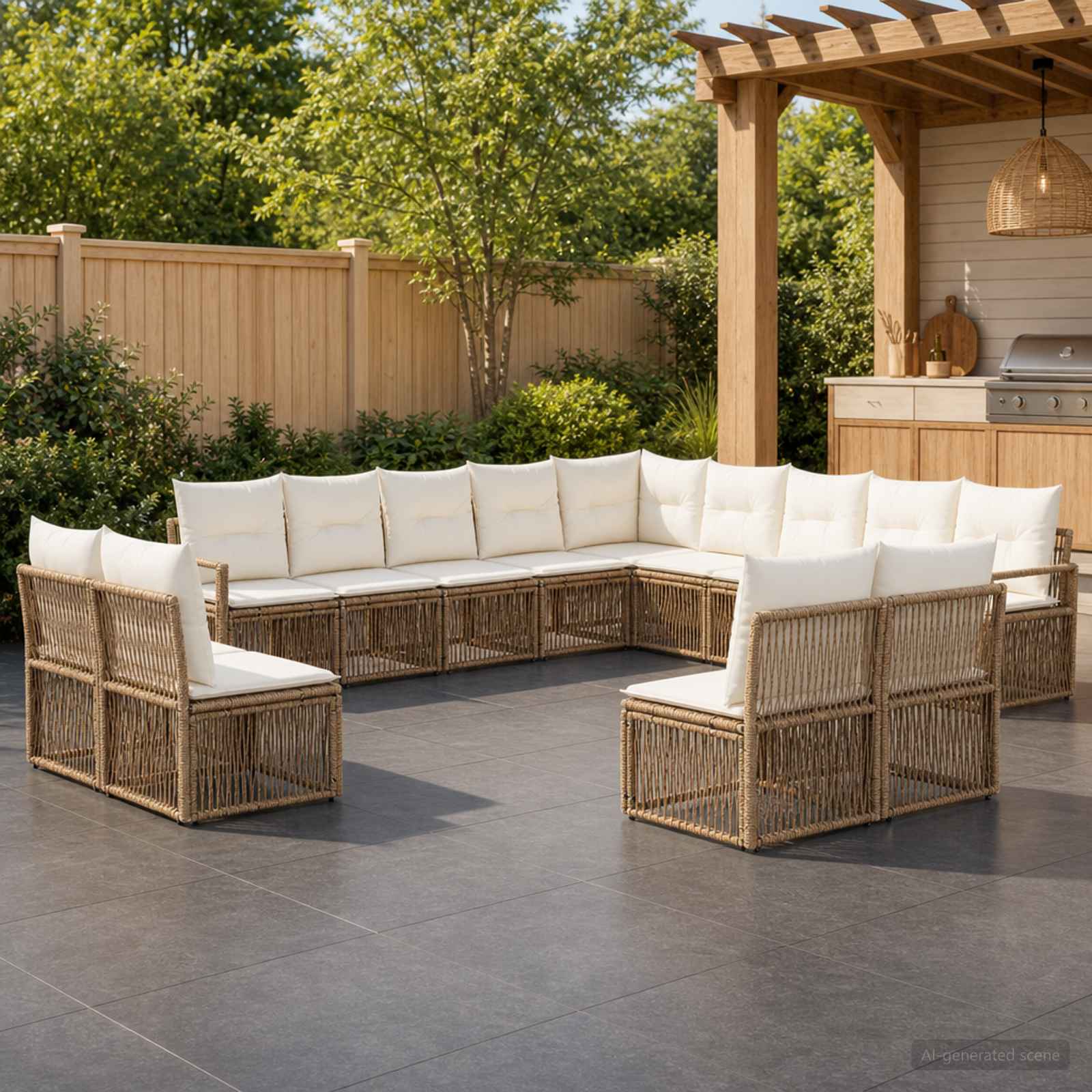 Tuinbankenset 13 pcs Beige poly rattan is nu te koop bij PeponiXL, paradijselijk wonen!