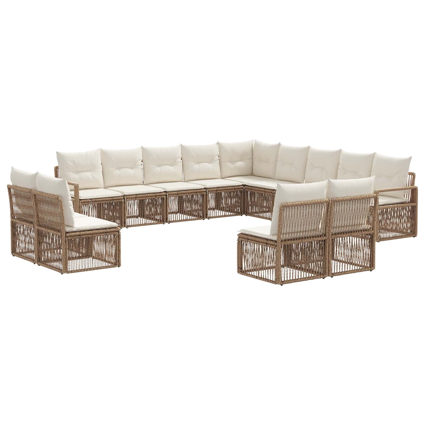 Tuinbankenset 13 pcs Beige poly rattan is nu te koop bij PeponiXL, paradijselijk wonen!