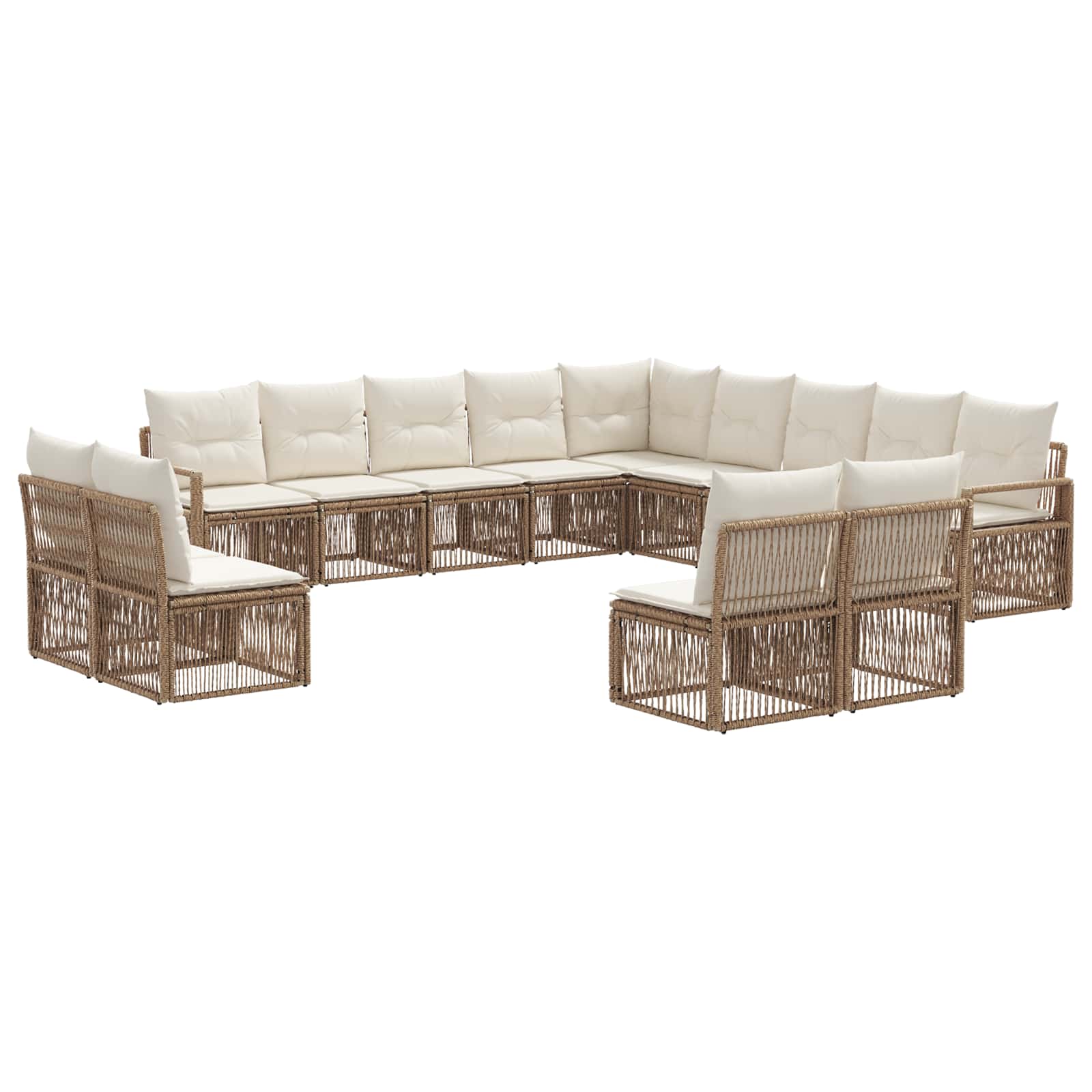 Tuinbankenset 13 pcs Beige poly rattan is nu te koop bij PeponiXL, paradijselijk wonen!