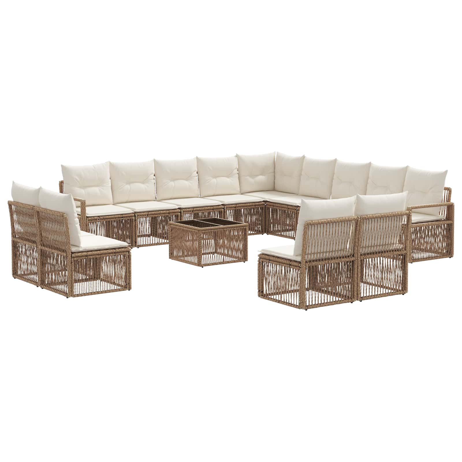 Tuinbankenset 14 pcs Beige poly rattan is nu te koop bij PeponiXL, paradijselijk wonen!