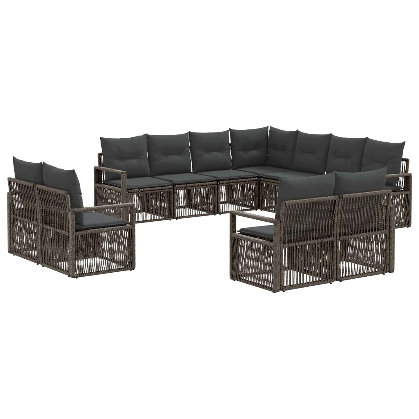 Tuinbankenset 11 pcs Grijs poly rattan is nu te koop bij PeponiXL, paradijselijk wonen!