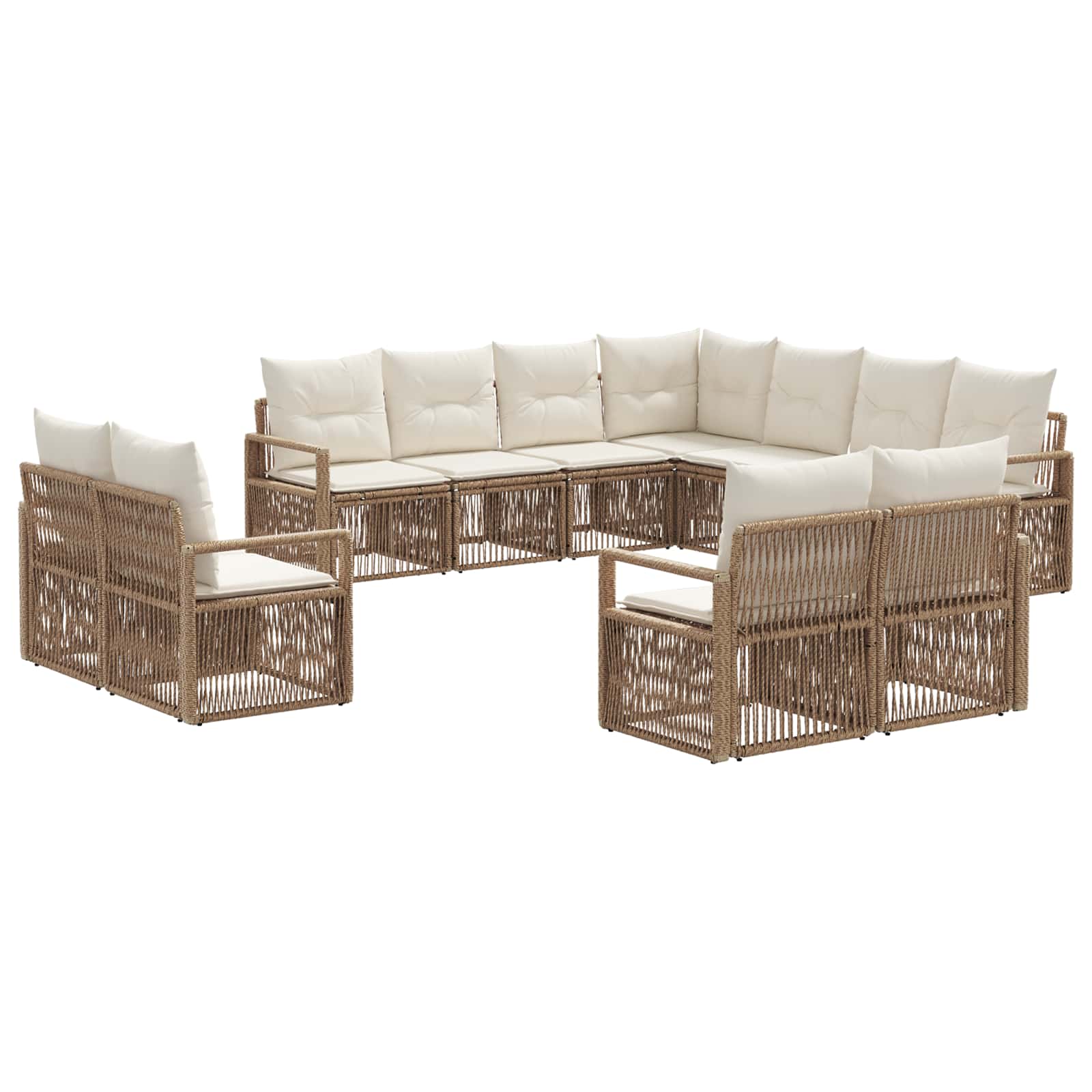 Tuinbankenset 11 pcs Beige poly rattan is nu te koop bij PeponiXL, paradijselijk wonen!