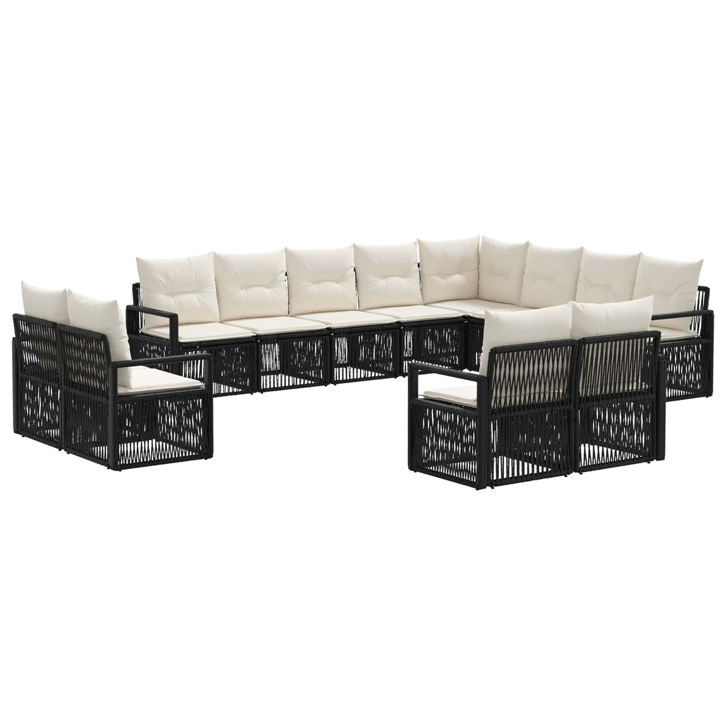 Tuinbankenset 12 pcs Zwart poly rattan is nu te koop bij PeponiXL, paradijselijk wonen!