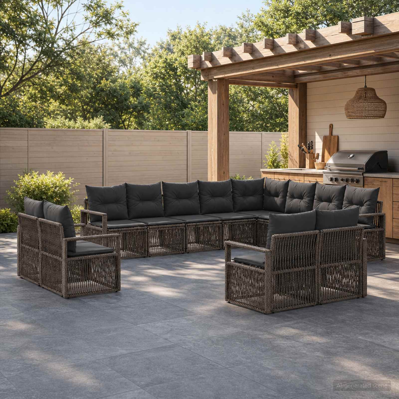 Tuinbankenset 12 pcs Grijs poly rattan is nu te koop bij PeponiXL, paradijselijk wonen!