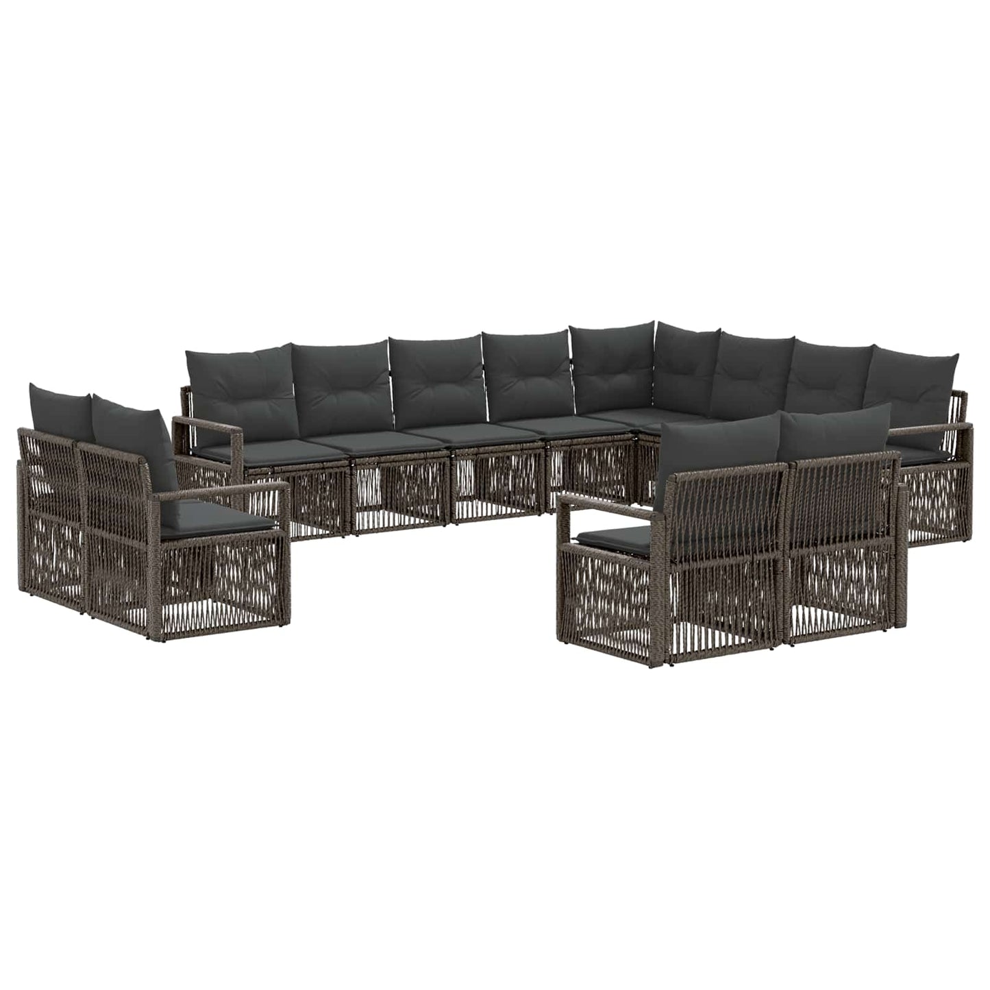 Tuinbankenset 12 pcs Grijs poly rattan is nu te koop bij PeponiXL, paradijselijk wonen!
