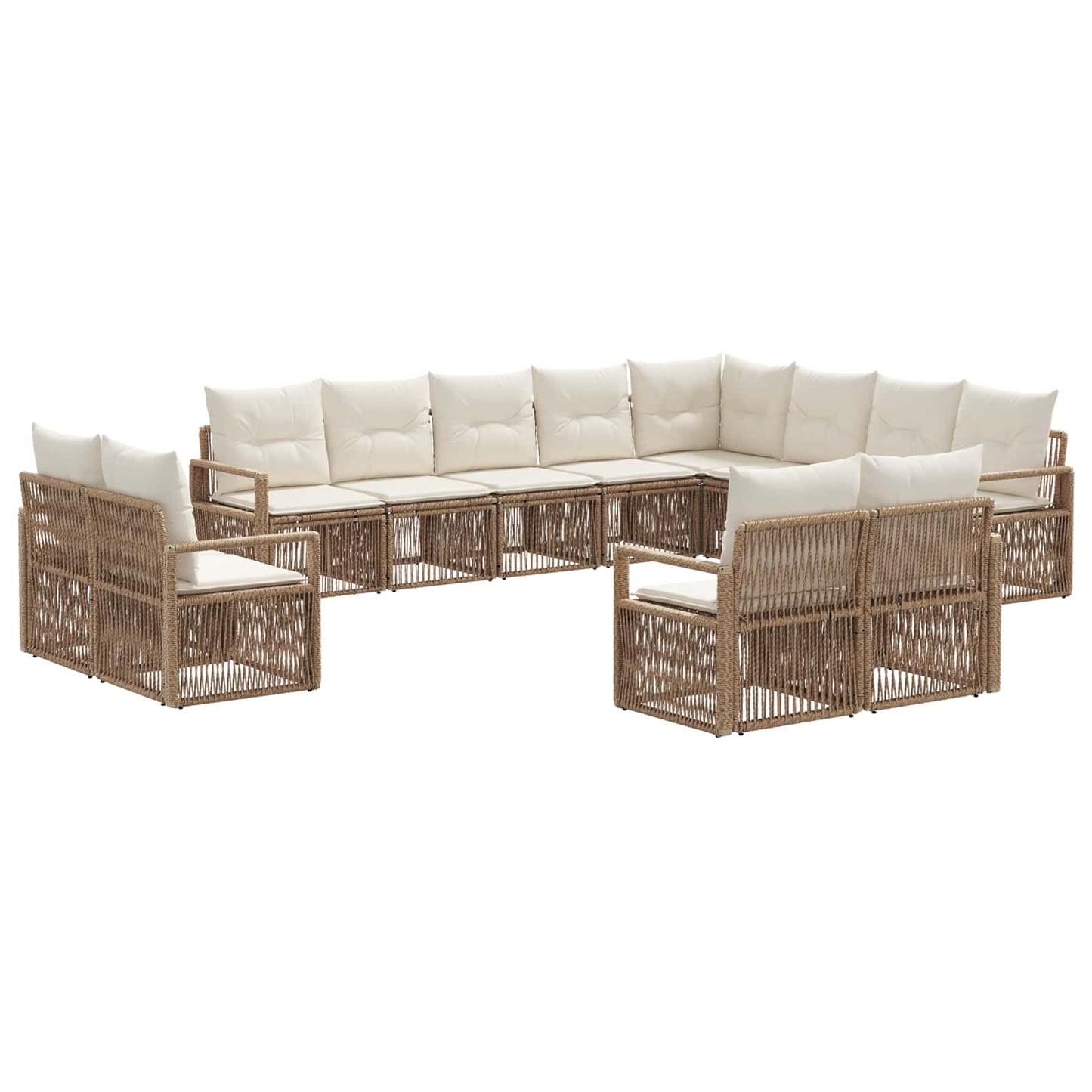 Tuinbankenset 12 pcs Beige poly rattan is nu te koop bij PeponiXL, paradijselijk wonen!