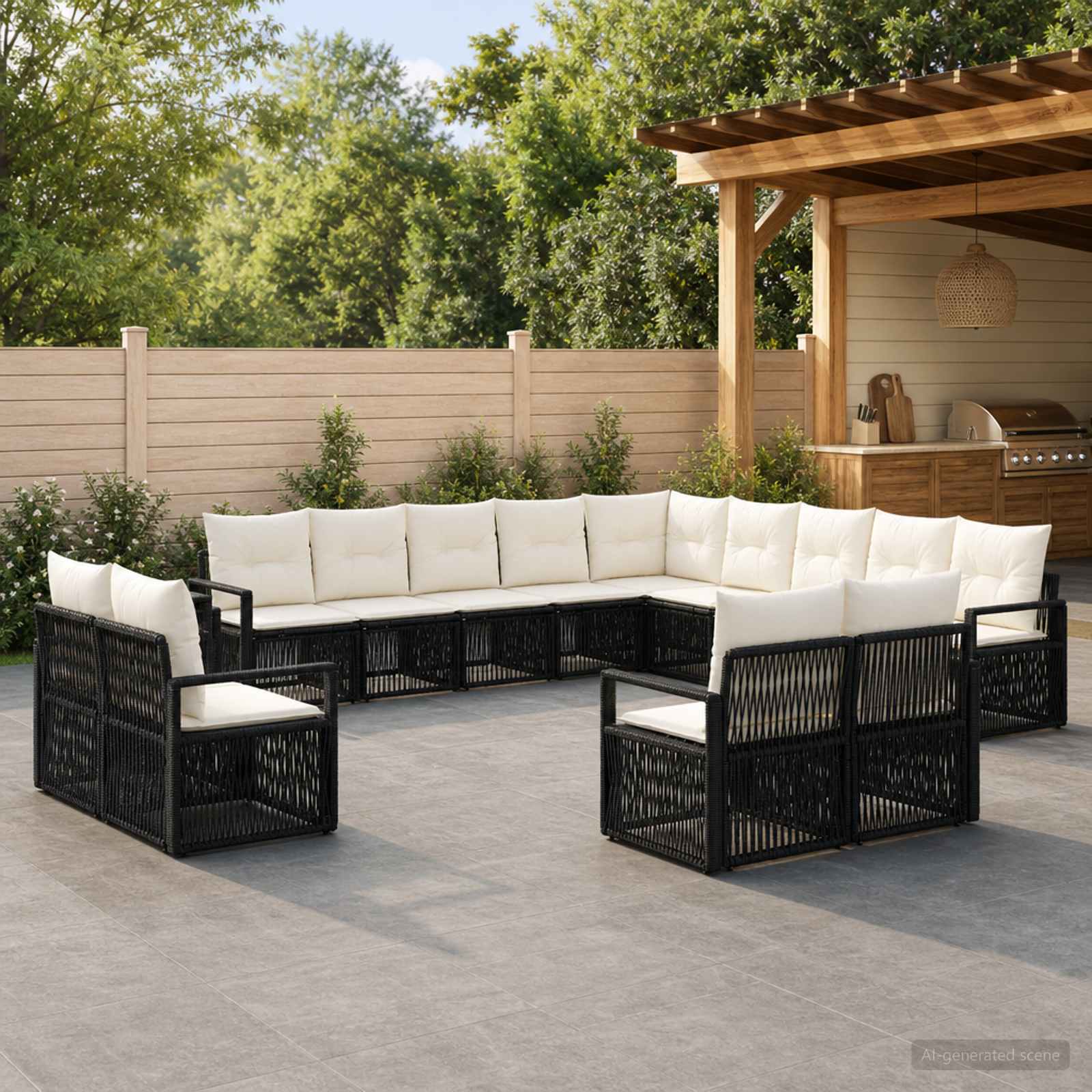 Tuinbankenset 13 pcs Zwart poly rattan is nu te koop bij PeponiXL, paradijselijk wonen!