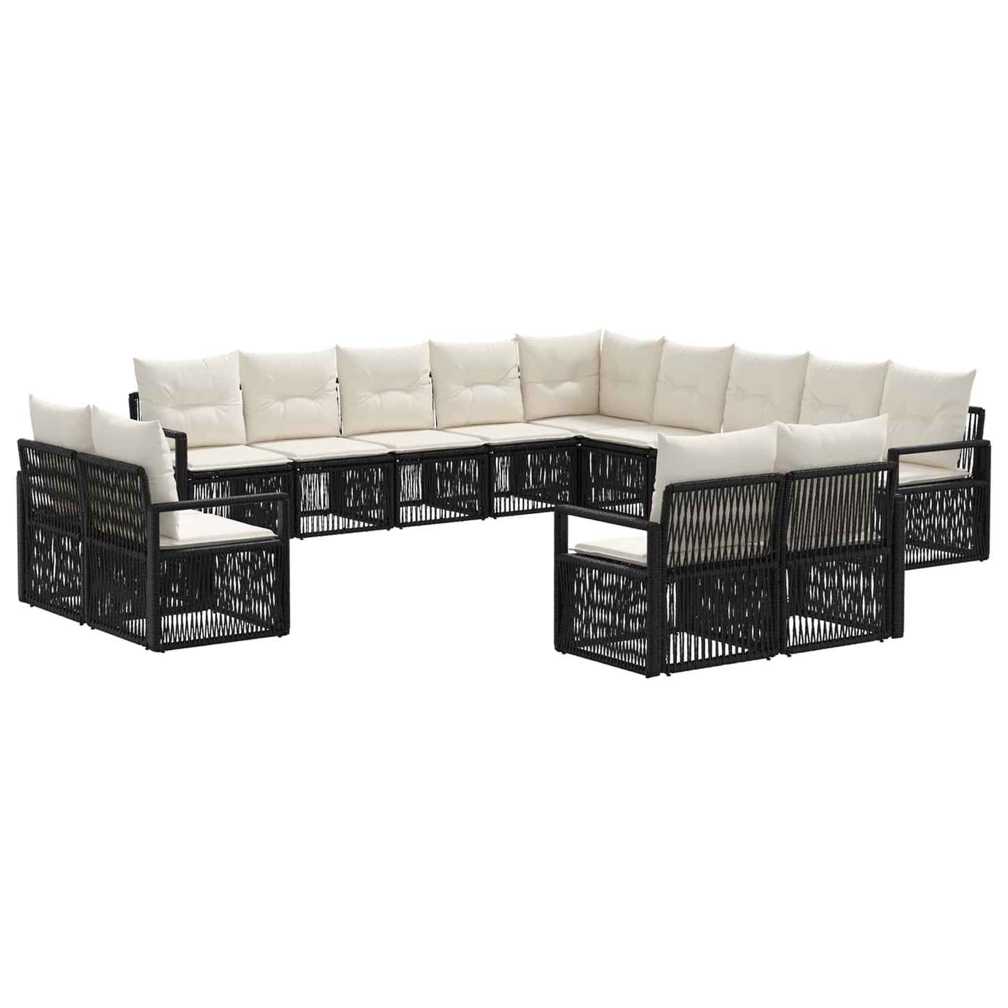Tuinbankenset 13 pcs Zwart poly rattan is nu te koop bij PeponiXL, paradijselijk wonen!