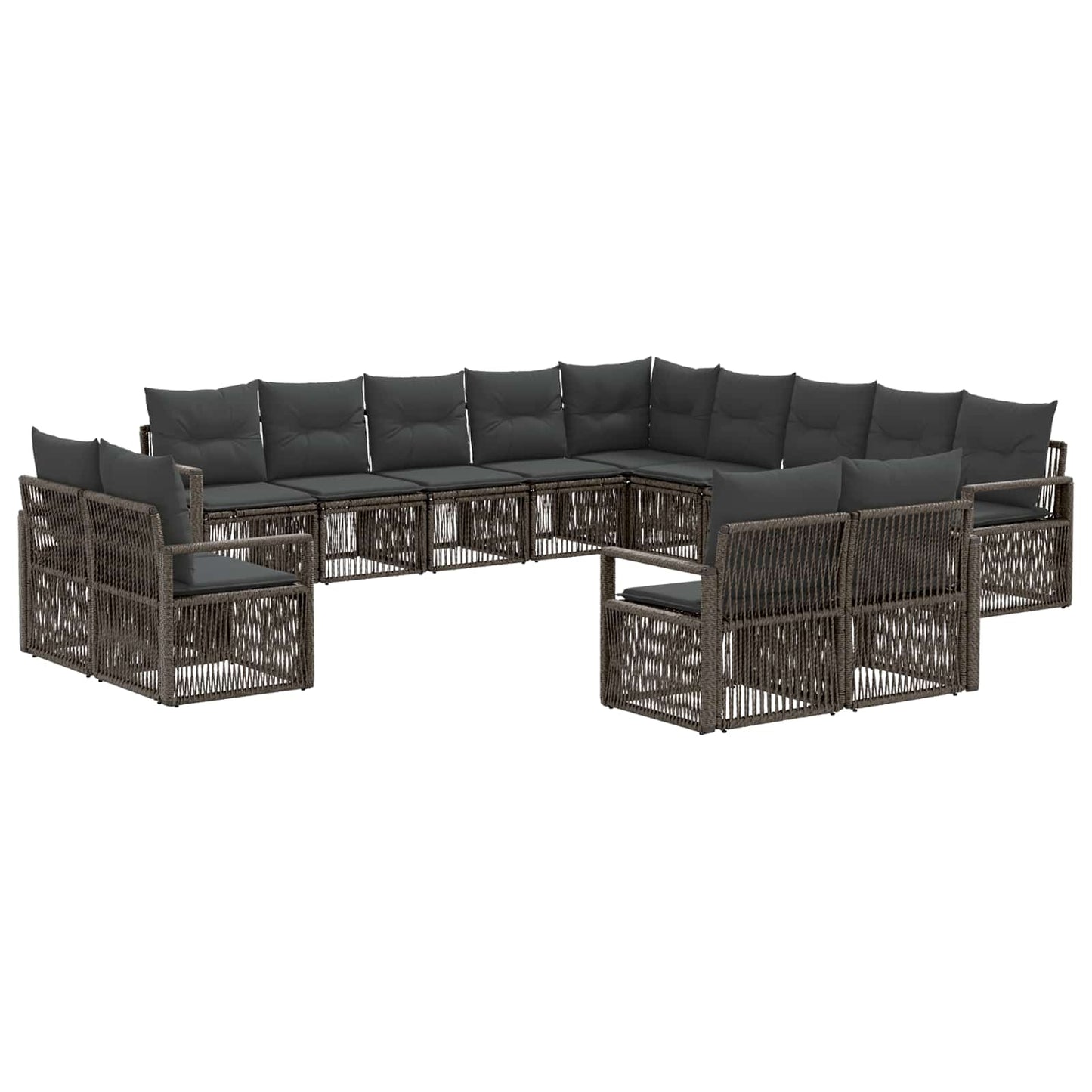 Tuinbankenset 13 pcs Grijs poly rattan is nu te koop bij PeponiXL, paradijselijk wonen!