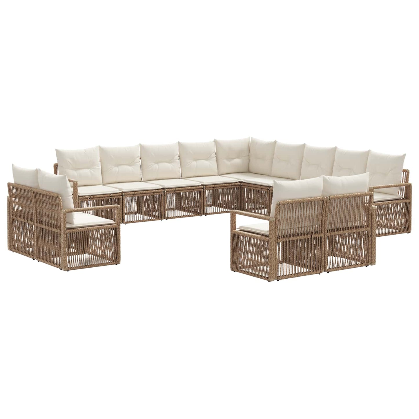 Tuinbankenset 13 pcs Beige poly rattan is nu te koop bij PeponiXL, paradijselijk wonen!