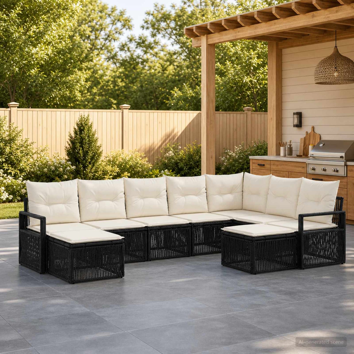 Tuinbankenset 9 pcs Zwart poly rattan is nu te koop bij PeponiXL, paradijselijk wonen!