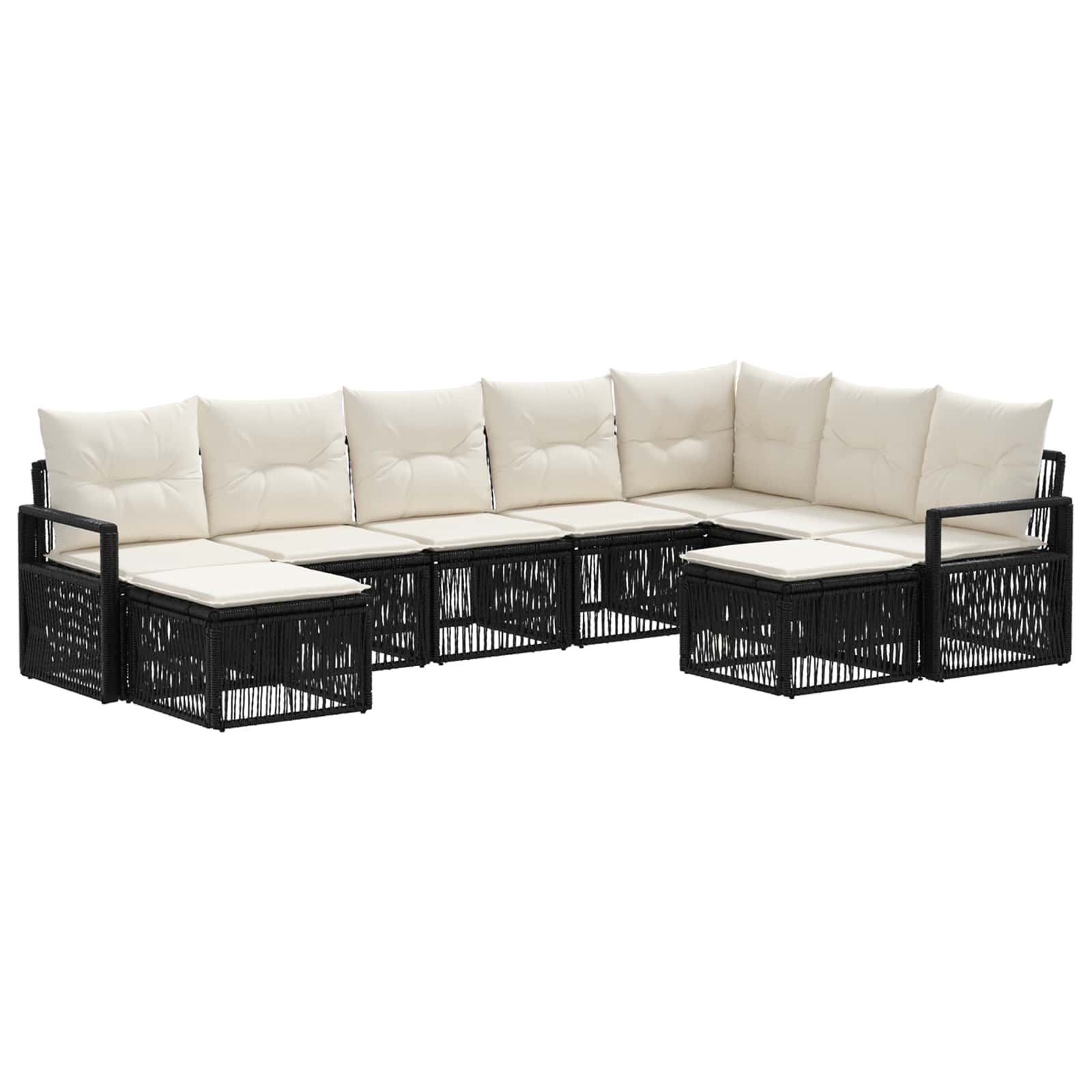 Tuinbankenset 9 pcs Zwart poly rattan is nu te koop bij PeponiXL, paradijselijk wonen!