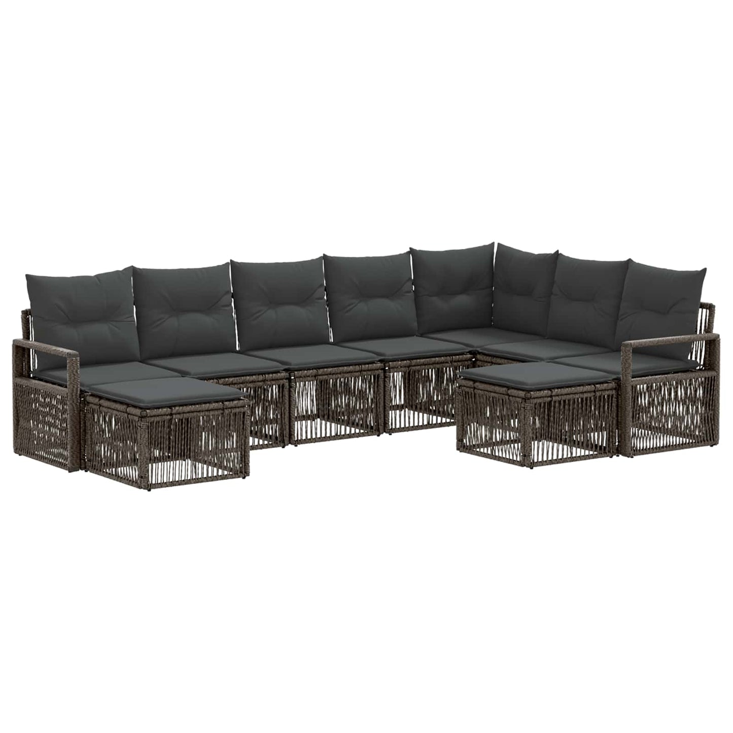 Tuinbankenset 9 pcs Grijs poly rattan is nu te koop bij PeponiXL, paradijselijk wonen!