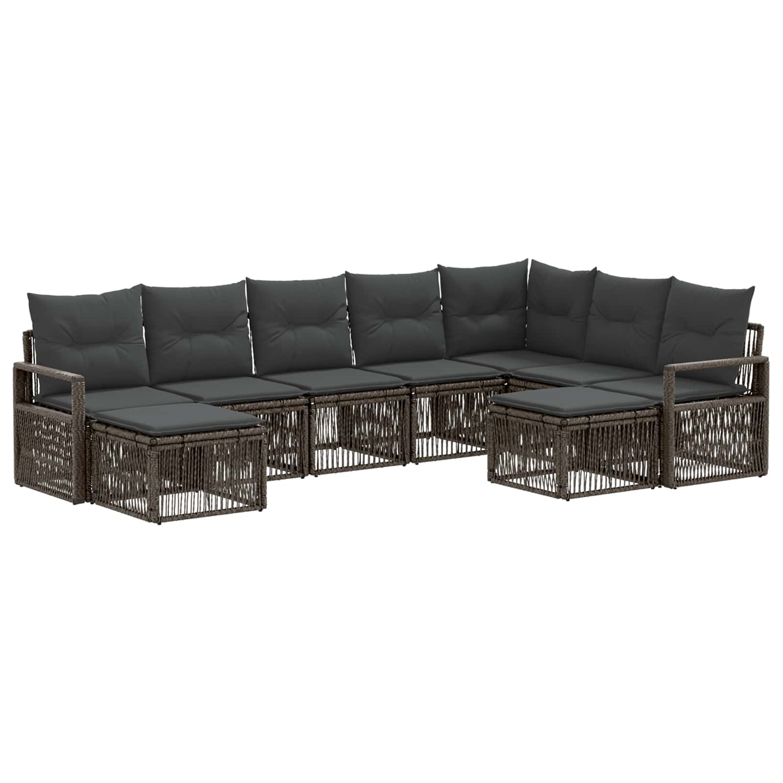 Tuinbankenset 9 pcs Grijs poly rattan is nu te koop bij PeponiXL, paradijselijk wonen!