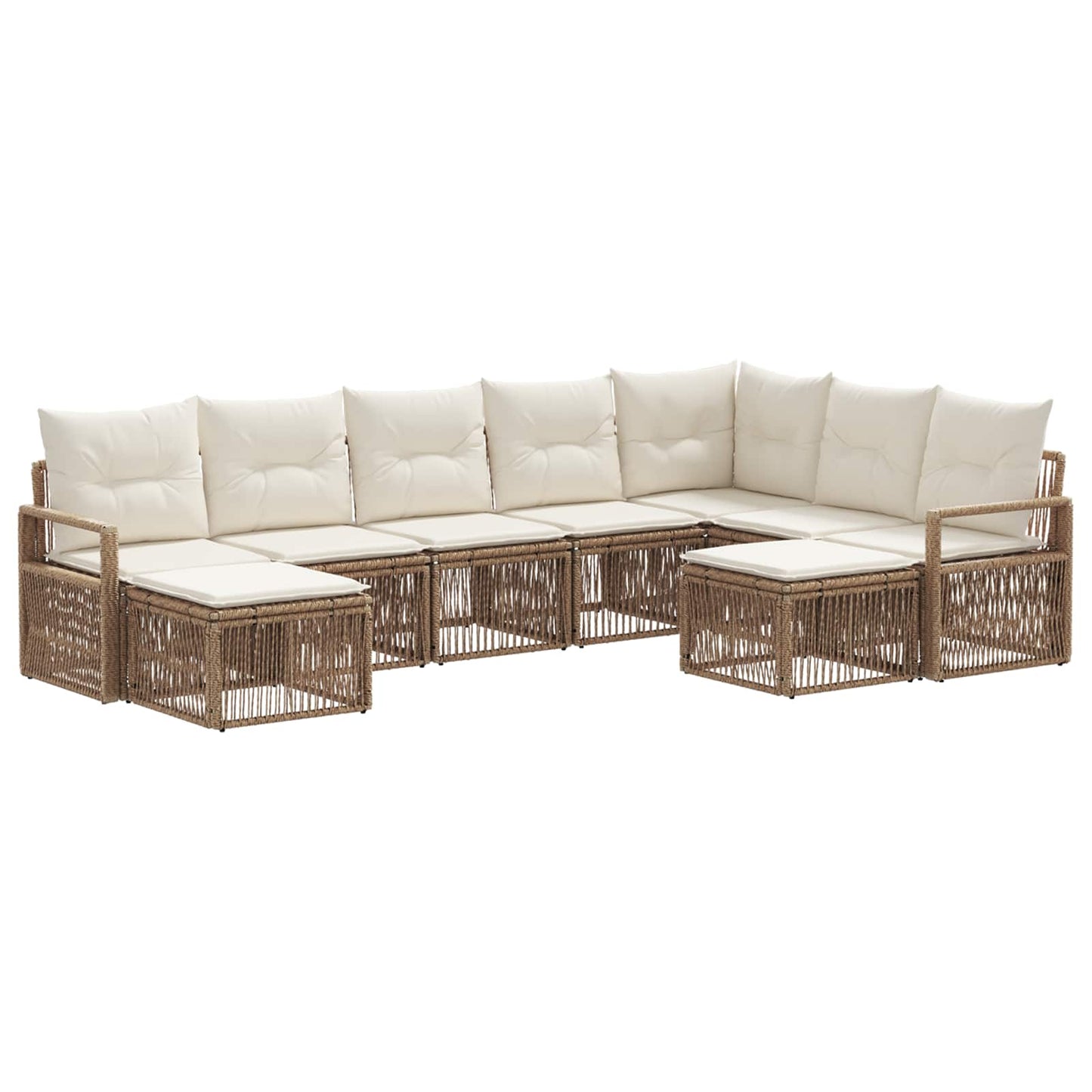 Tuinbankenset 9 pcs Beige poly rattan is nu te koop bij PeponiXL, paradijselijk wonen!