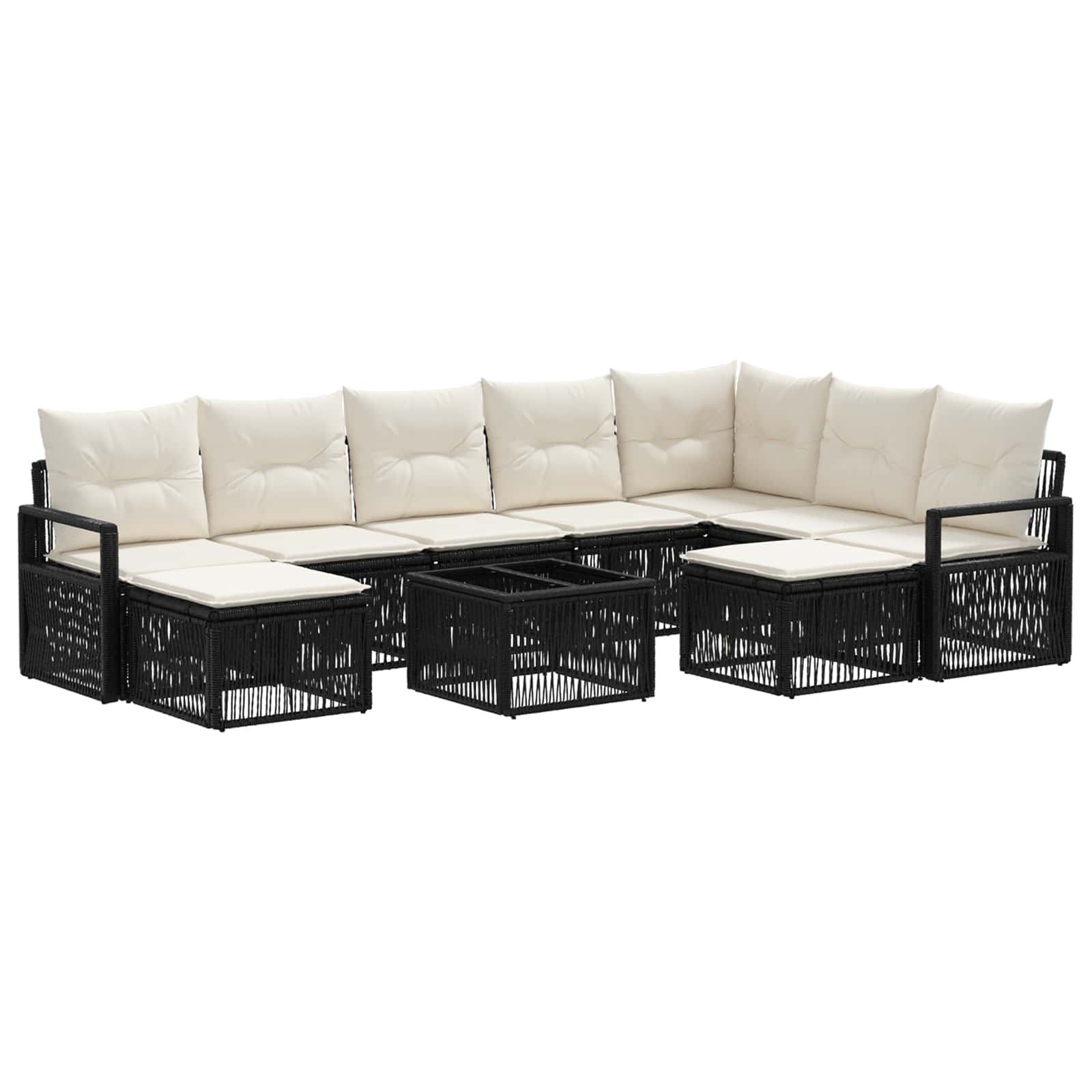 Tuinbankenset 10 pcs Zwart poly rattan is nu te koop bij PeponiXL, paradijselijk wonen!