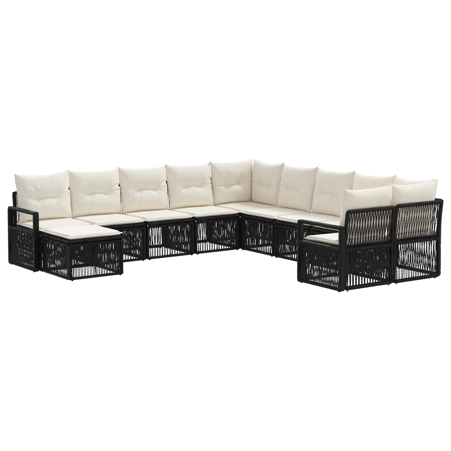Tuinbankenset 11 pcs Zwart poly rattan is nu te koop bij PeponiXL, paradijselijk wonen!