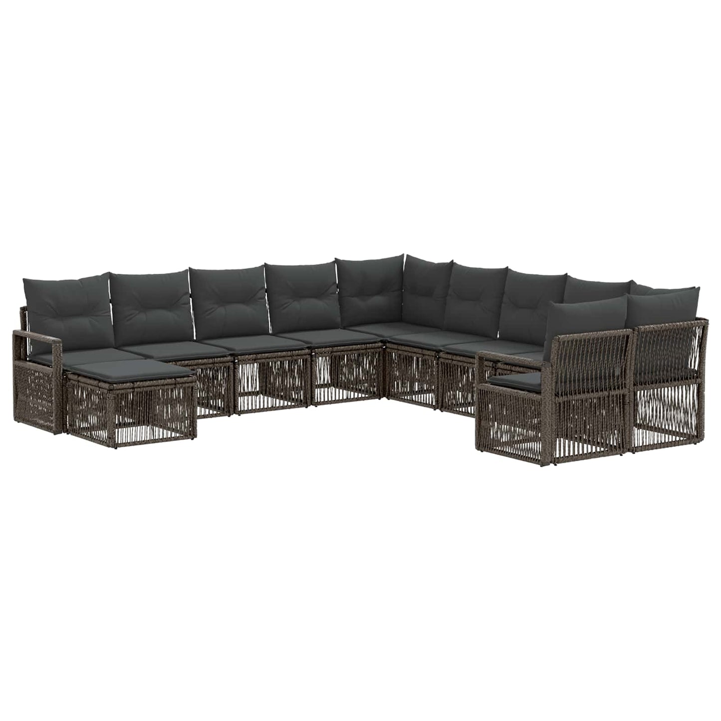 Tuinbankenset 11 pcs Grijs poly rattan is nu te koop bij PeponiXL, paradijselijk wonen!