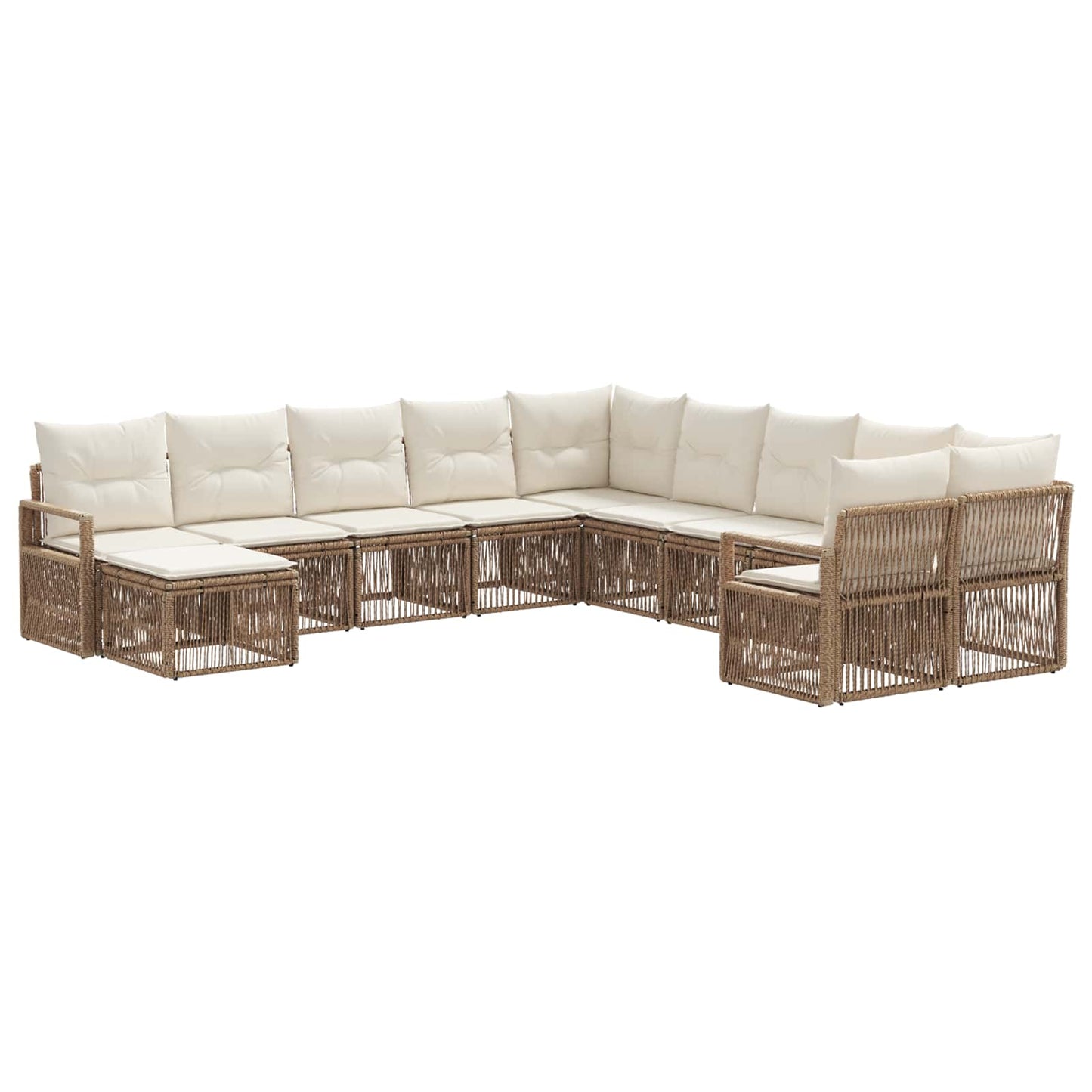Tuinbankenset 11 pcs Beige poly rattan is nu te koop bij PeponiXL, paradijselijk wonen!