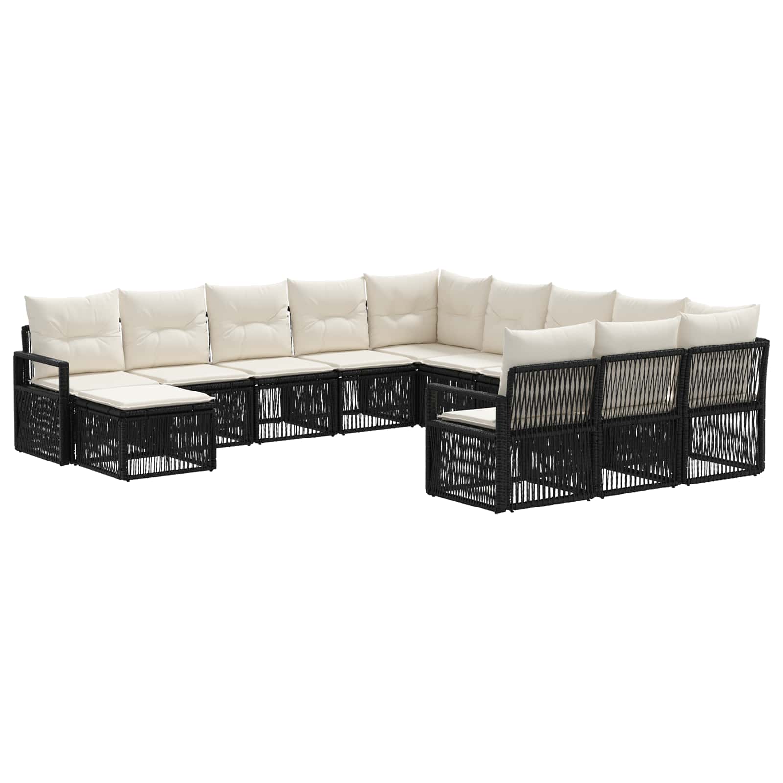 Tuinbankenset 12 pcs Zwart poly rattan is nu te koop bij PeponiXL, paradijselijk wonen!