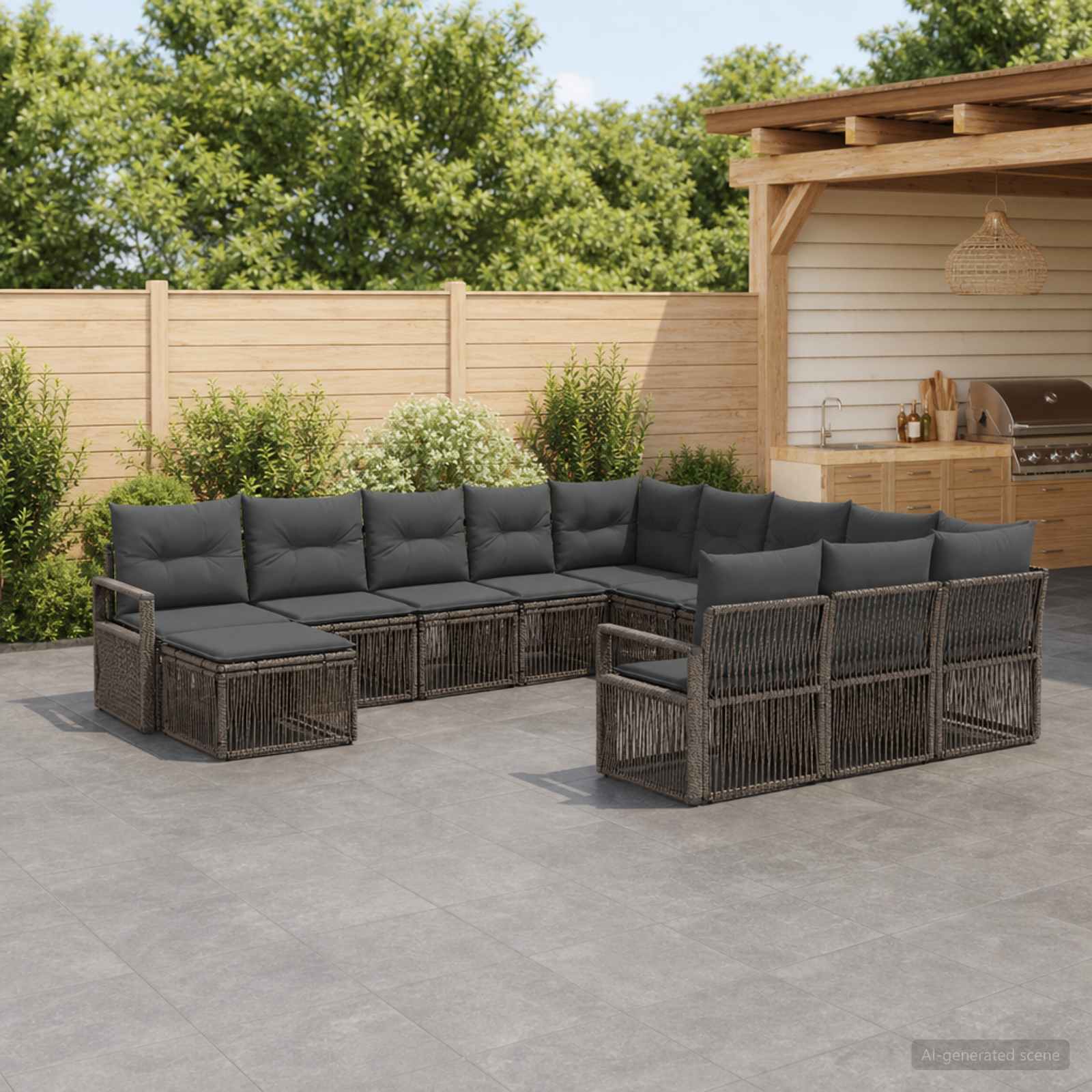 Tuinbankenset 12 pcs Grijs poly rattan is nu te koop bij PeponiXL, paradijselijk wonen!