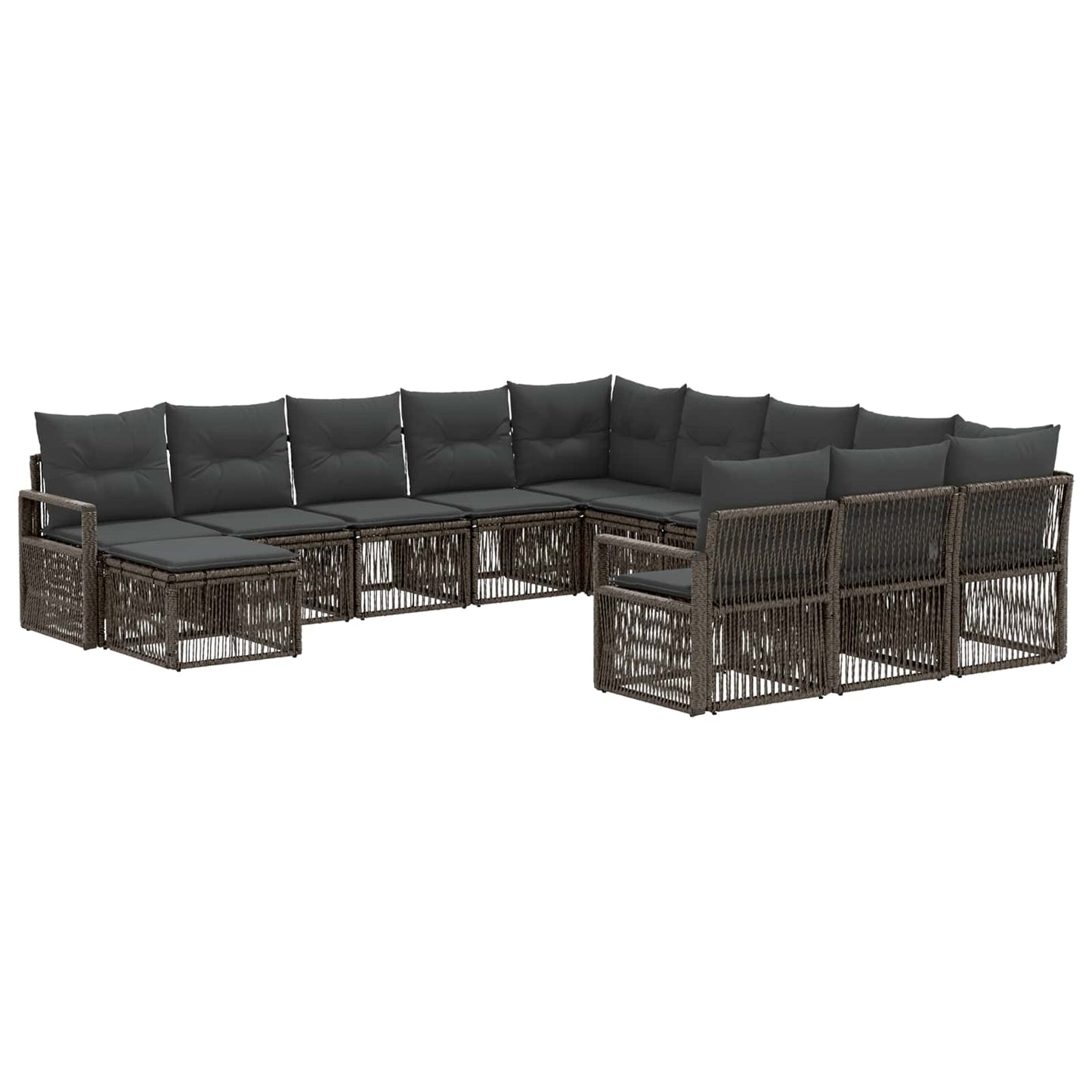 Tuinbankenset 12 pcs Grijs poly rattan is nu te koop bij PeponiXL, paradijselijk wonen!