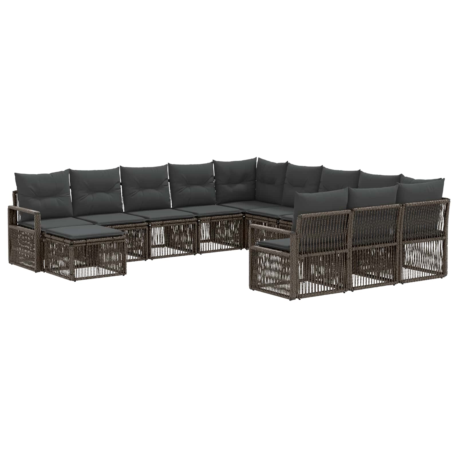 Tuinbankenset 12 pcs Grijs poly rattan is nu te koop bij PeponiXL, paradijselijk wonen!