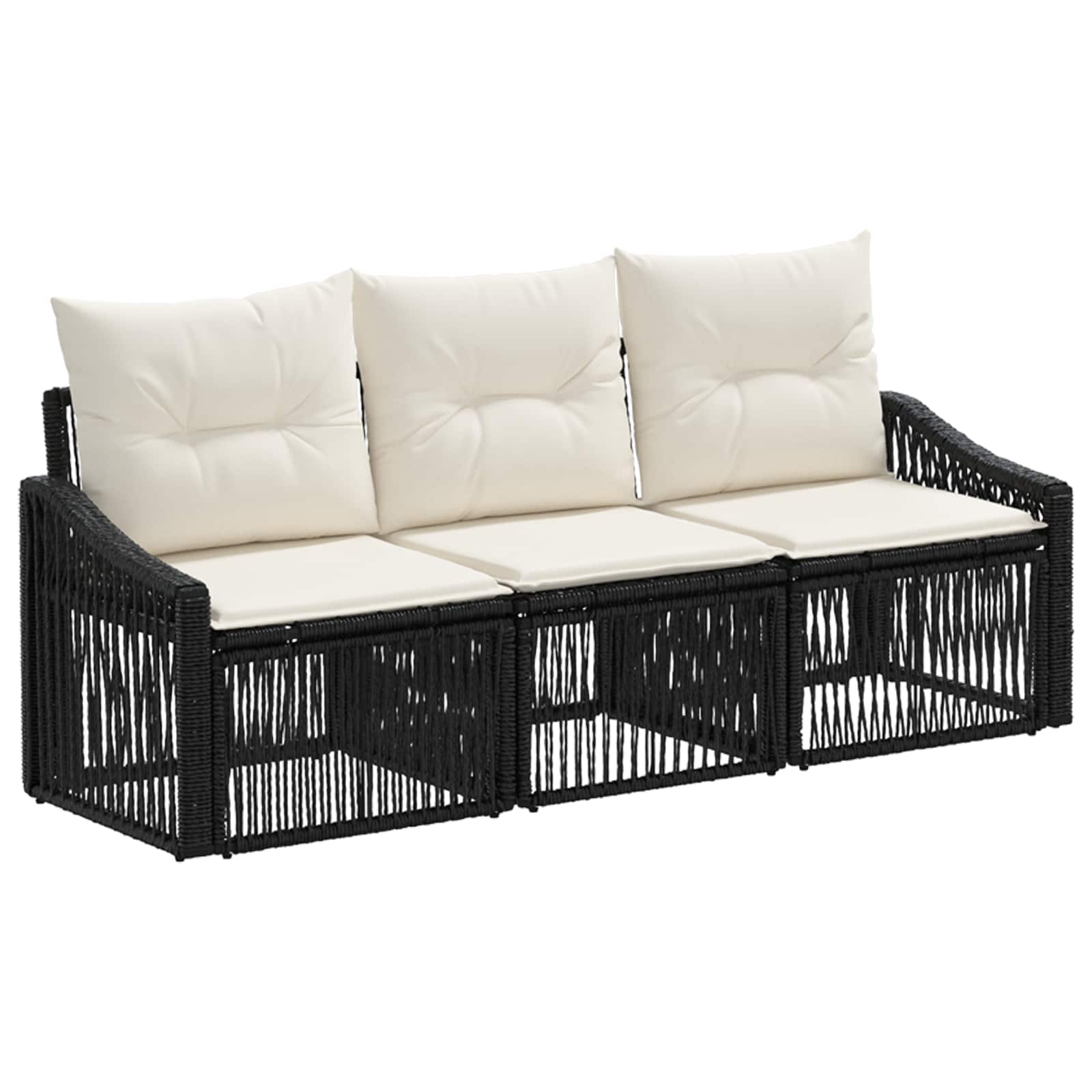 Tuinbankenset 3 pcs Zwart poly rattan is nu te koop bij PeponiXL, paradijselijk wonen!
