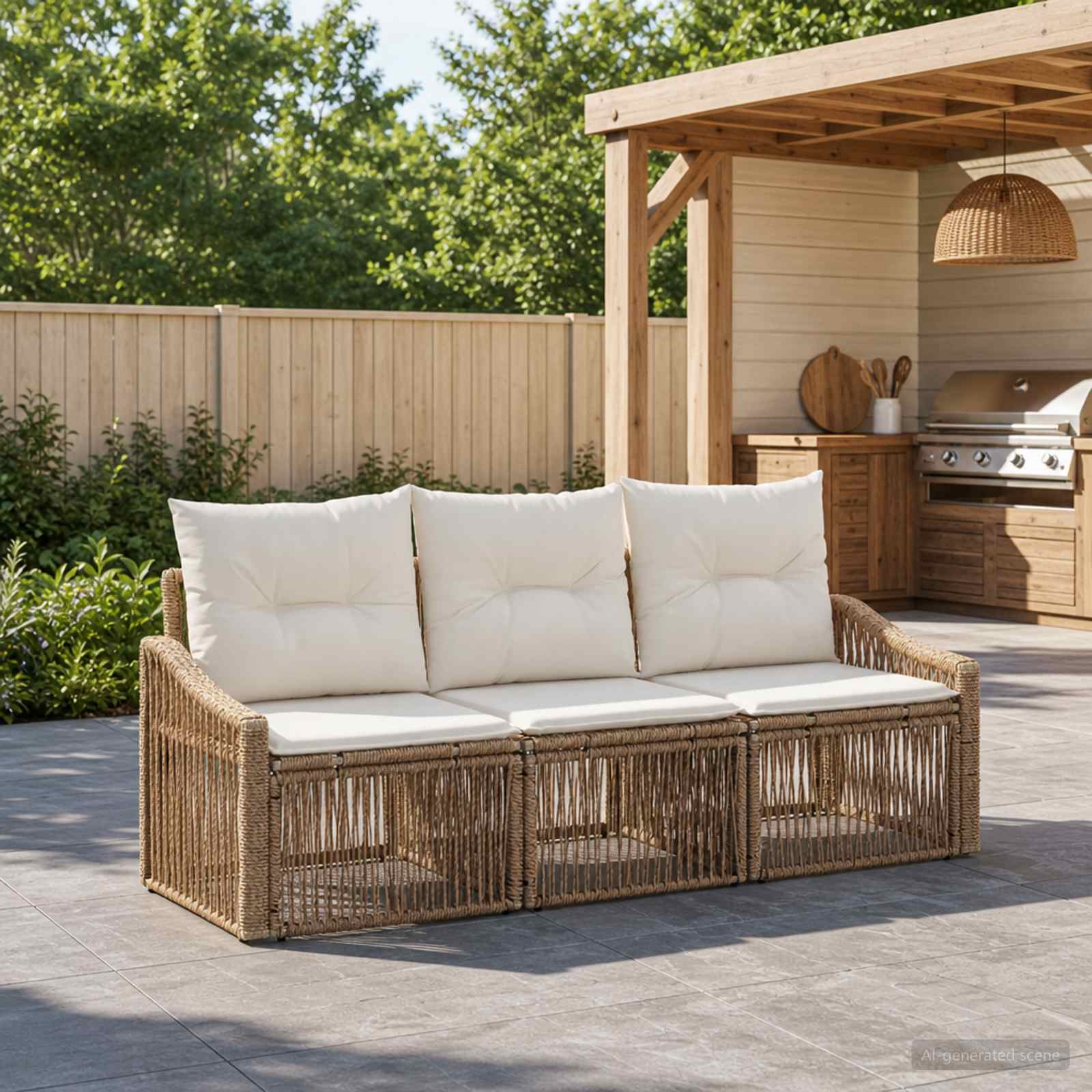 Tuinbankenset 3 pcs Beige poly rattan is nu te koop bij PeponiXL, paradijselijk wonen!