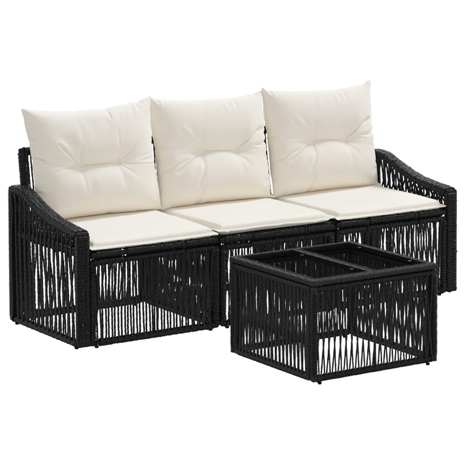 Tuinbankenset 4 pcs Zwart poly rattan is nu te koop bij PeponiXL, paradijselijk wonen!