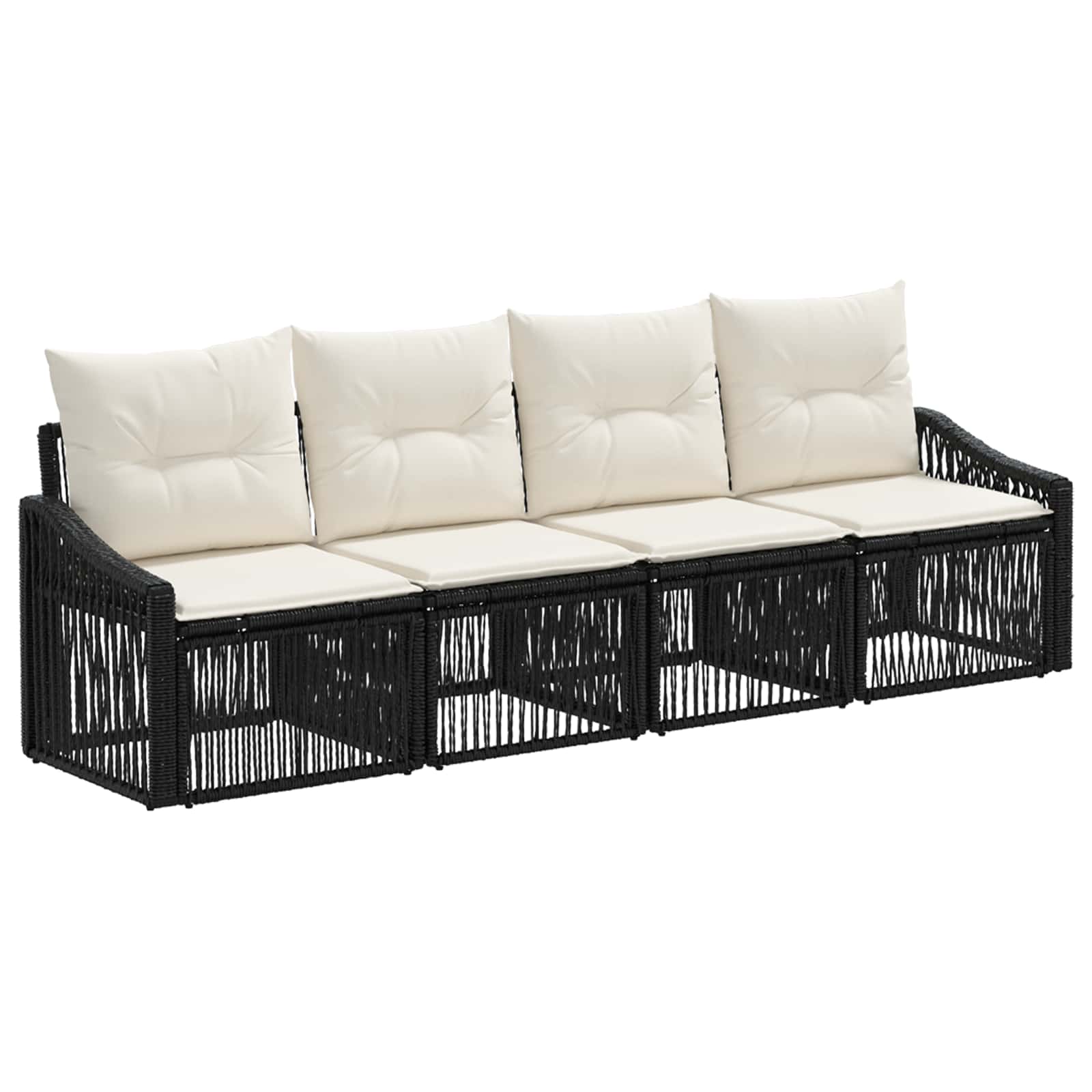 Tuinbankenset 4 pcs Zwart poly rattan is nu te koop bij PeponiXL, paradijselijk wonen!
