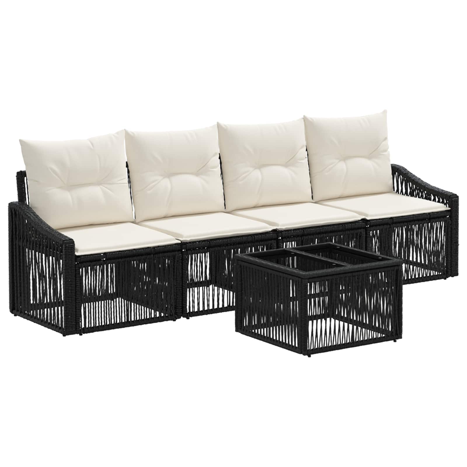Tuinbankenset 5 pcs Zwart poly rattan is nu te koop bij PeponiXL, paradijselijk wonen!