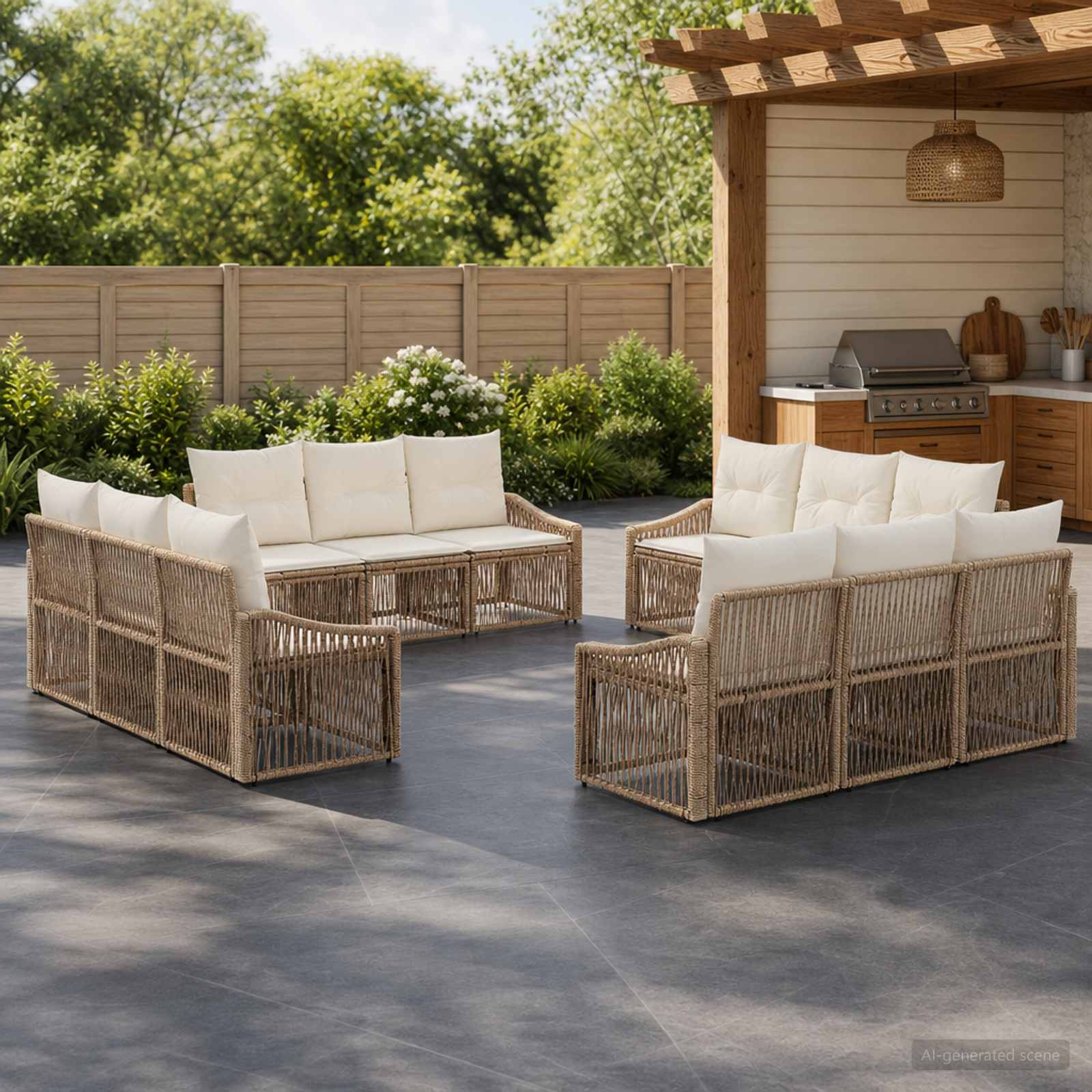 Tuinbankenset 12 pcs Beige poly rattan is nu te koop bij PeponiXL, paradijselijk wonen!