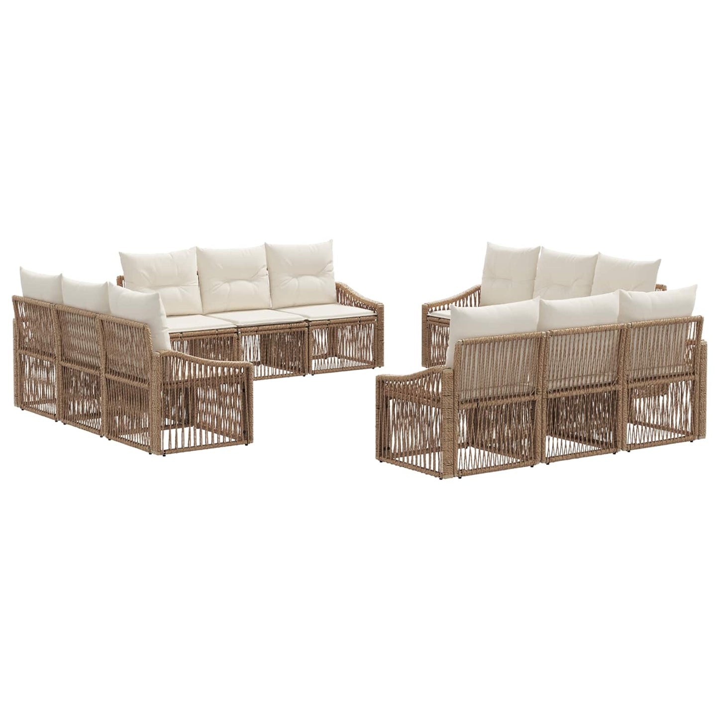 Tuinbankenset 12 pcs Beige poly rattan is nu te koop bij PeponiXL, paradijselijk wonen!
