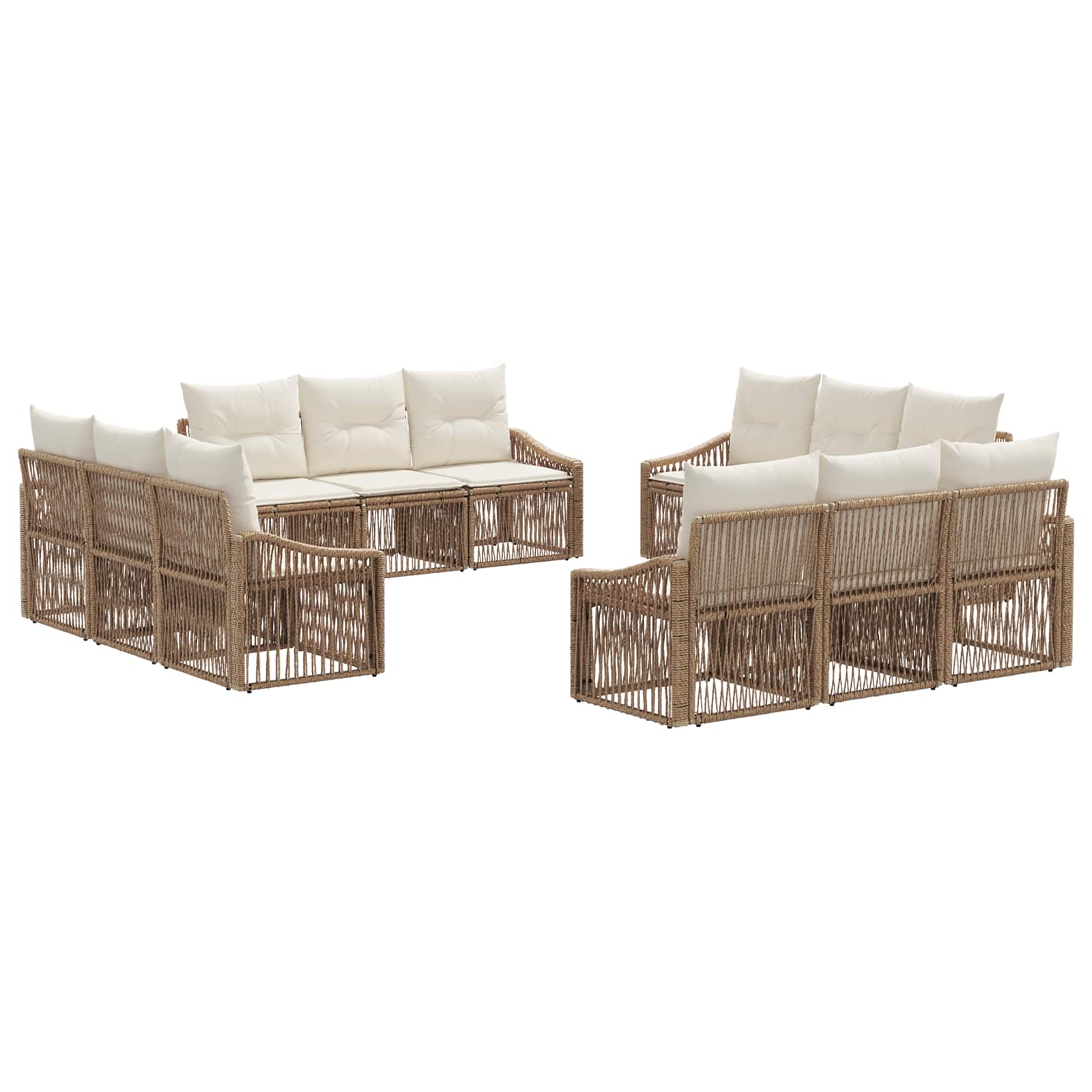 Tuinbankenset 12 pcs Beige poly rattan is nu te koop bij PeponiXL, paradijselijk wonen!